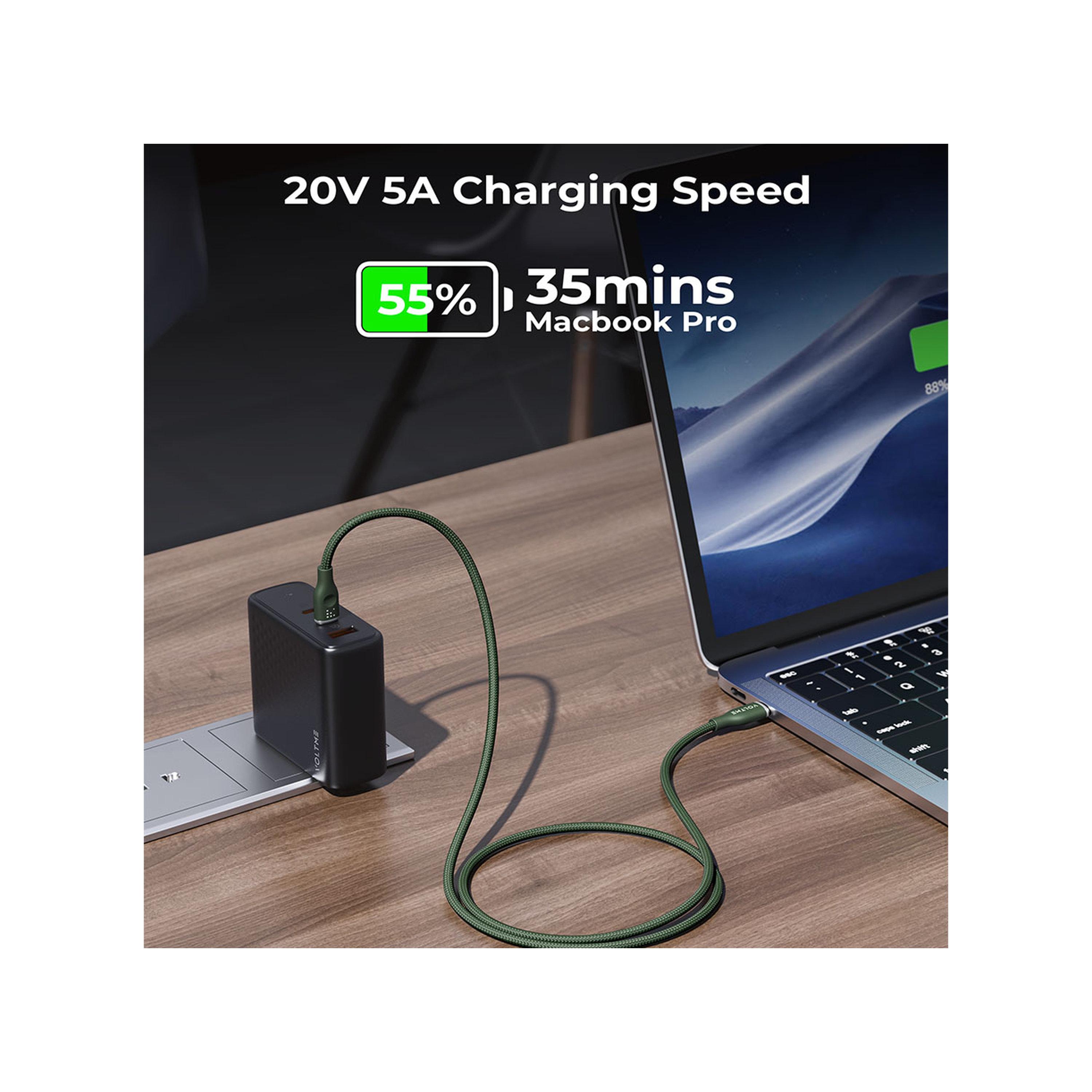 فولت مي - كابل نايلون مقوّى يو اس بي-سي - يو اس بي-سي طول 1 متر قدرة 100 واط - أخضر-electronics-accessories-mobileaccesories-image-2