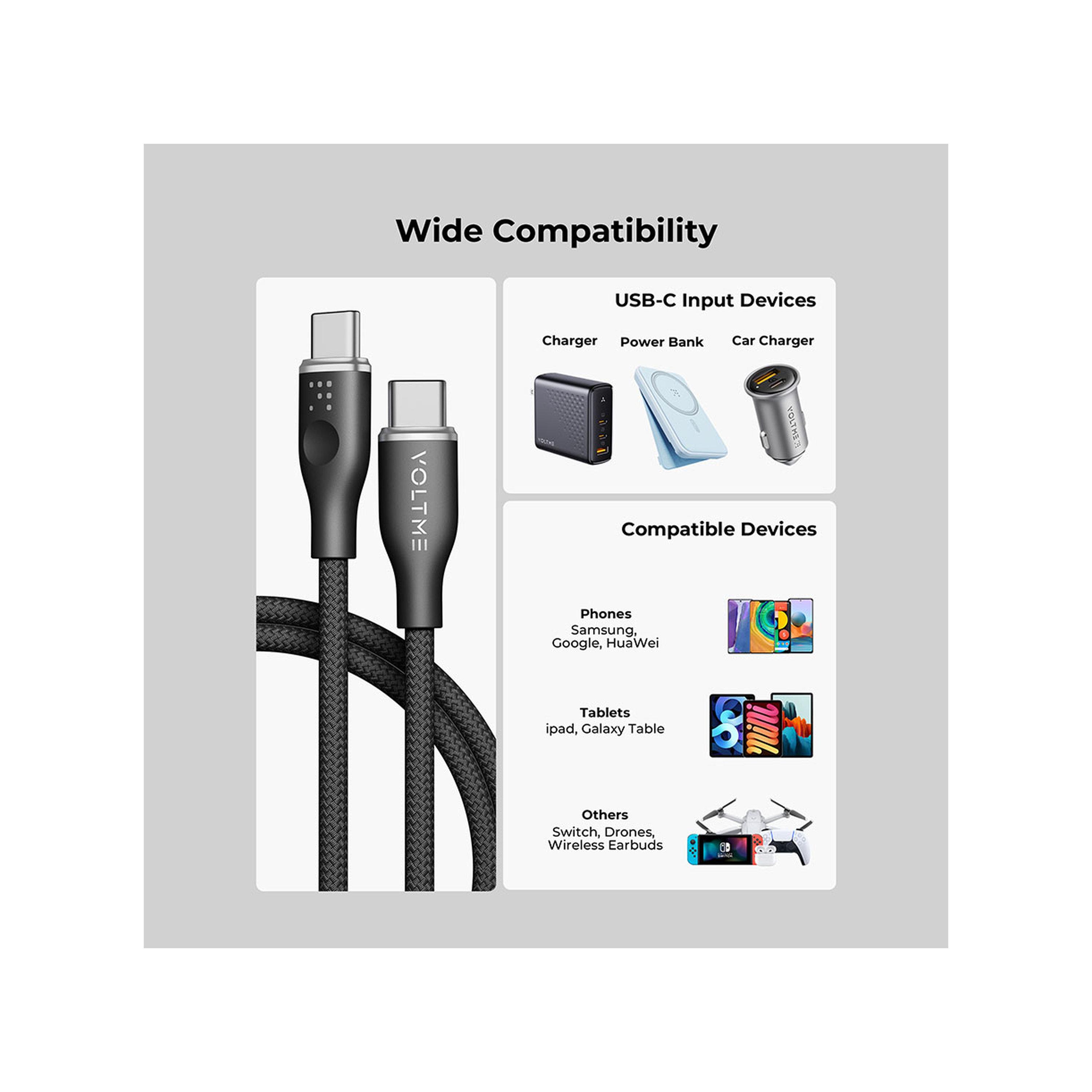 Voltme Rugg Series Nylon Cable USB-C To USB-C 1m 60W - Black-electronics-accessories-mobileaccesories-image-3