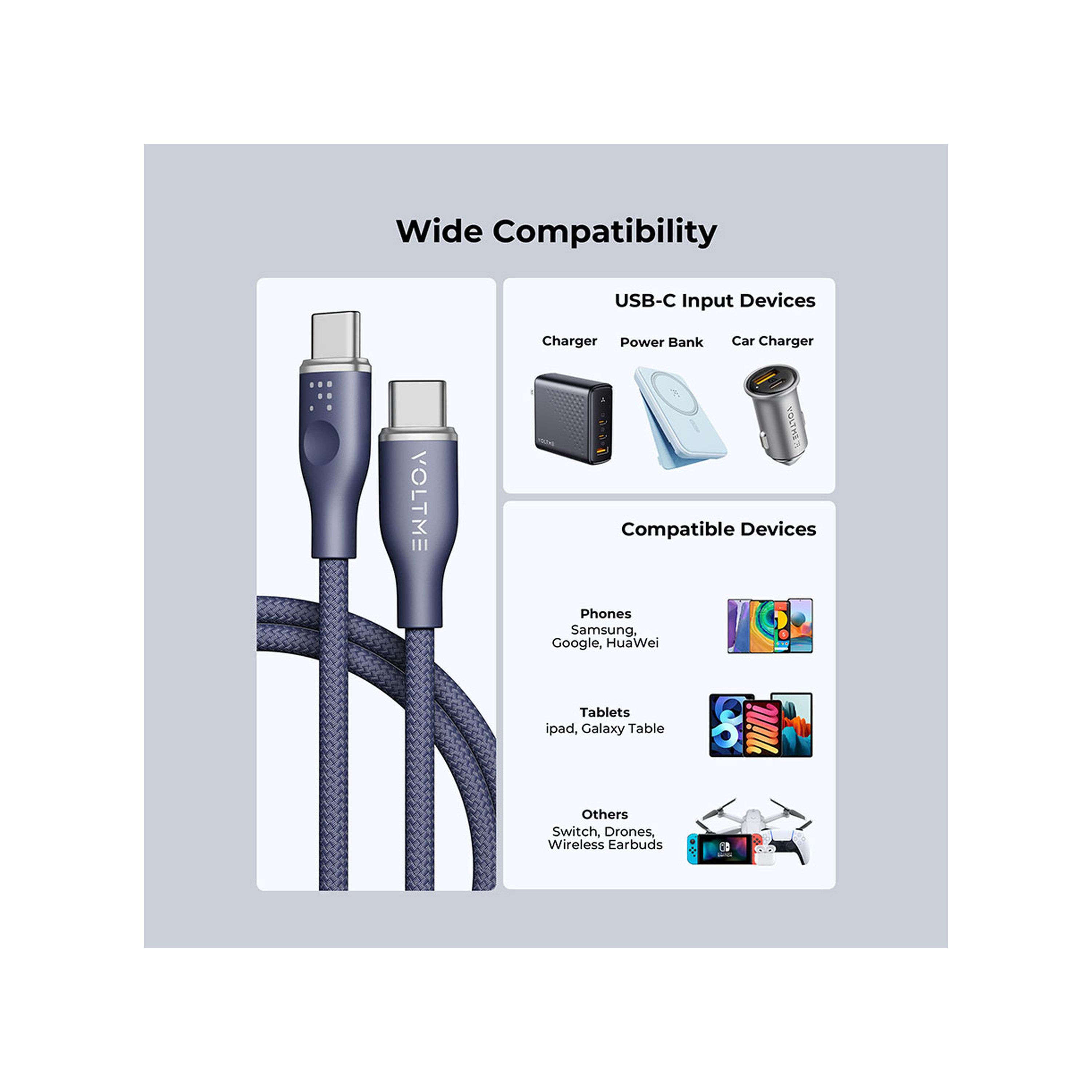 Voltme Rugg Series Nylon Cable USB-C To USB-C 1m 60W - Blue-electronics-accessories-mobileaccesories-image-2