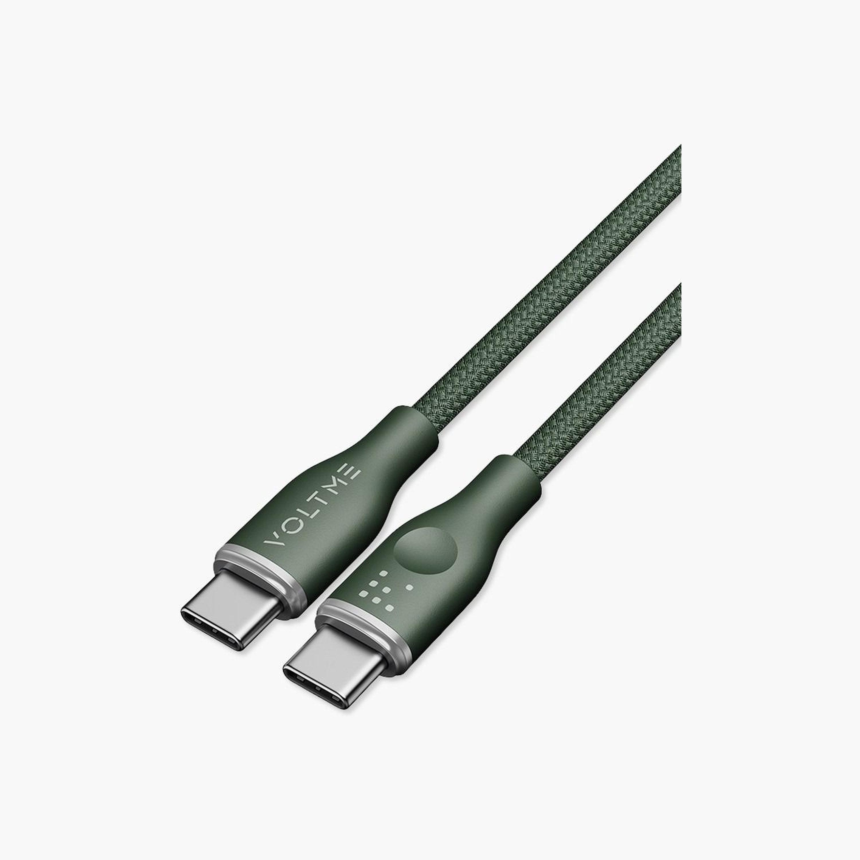 Voltme Rugg Series Nylon Cable USB-C To USB-C 1m 60W - Green-electronics-accessories-mobileaccesories-image-1