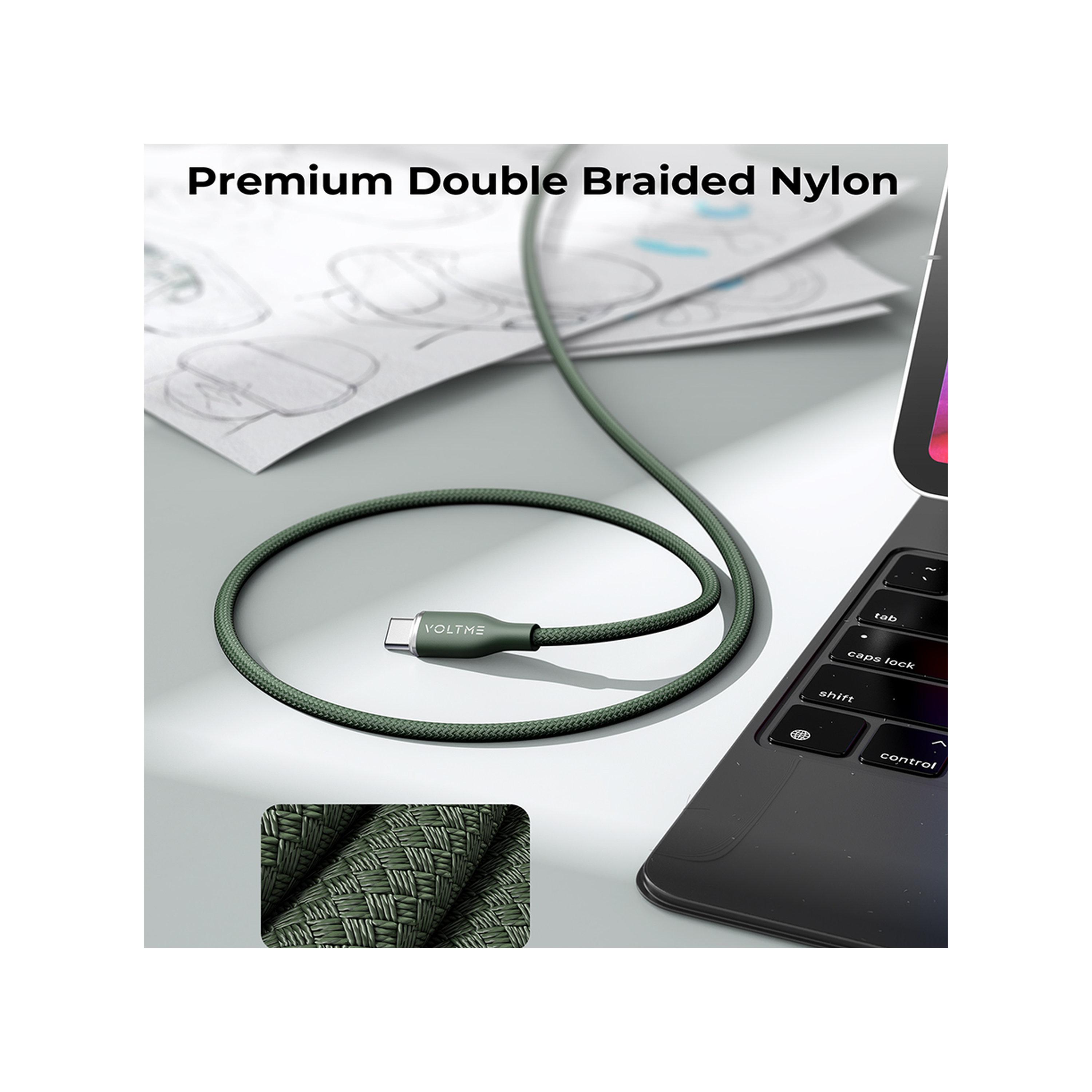 Voltme Rugg Series Nylon Cable USB-C To USB-C 1m 60W - Green-electronics-accessories-mobileaccesories-image-3