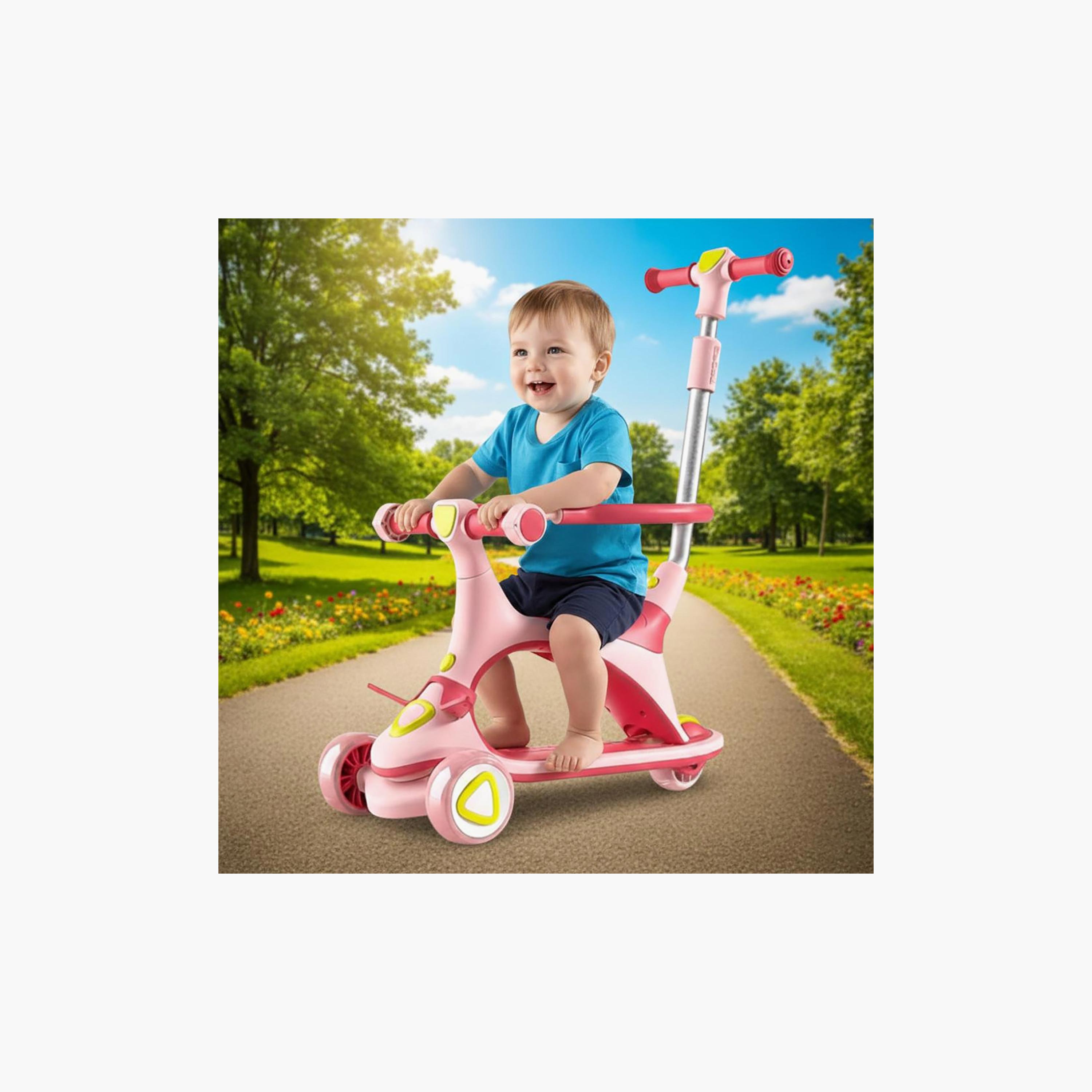 سكوتر "4 في 1" بعجلات "PU لايتينغ" مع حاجز أمان وموسيقى من مايتس-toys-outdoor-scooters-image-3
