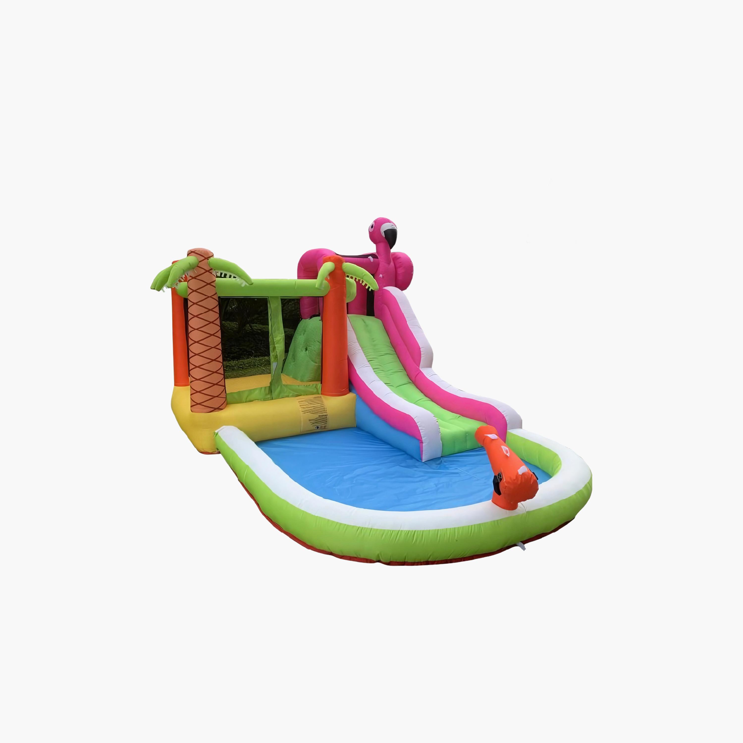 Myts Flamingo Splash Inflatable Water Bounce House with Slide Playset-toys-outdoor-sports-image-1