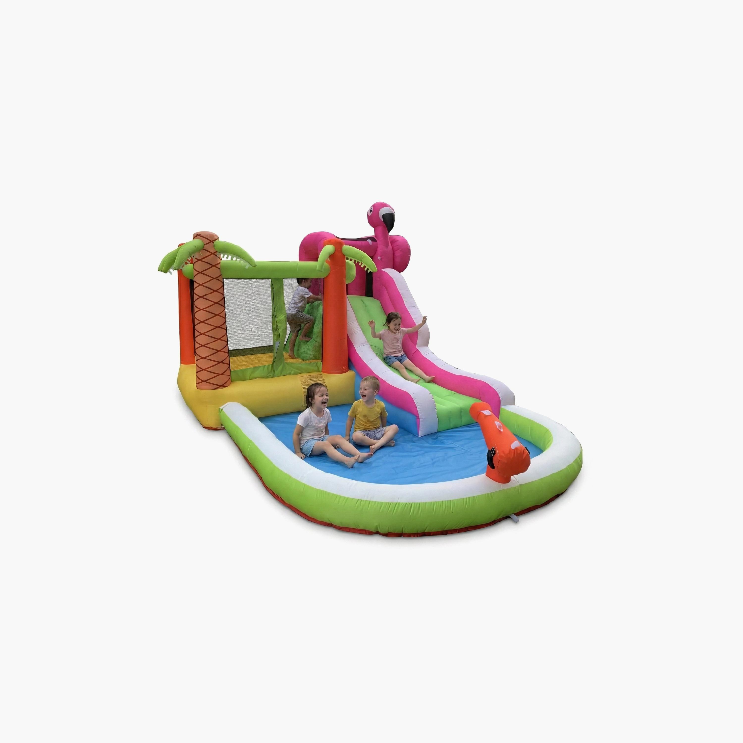Myts Flamingo Splash Inflatable Water Bounce House with Slide Playset-toys-outdoor-sports-image-2