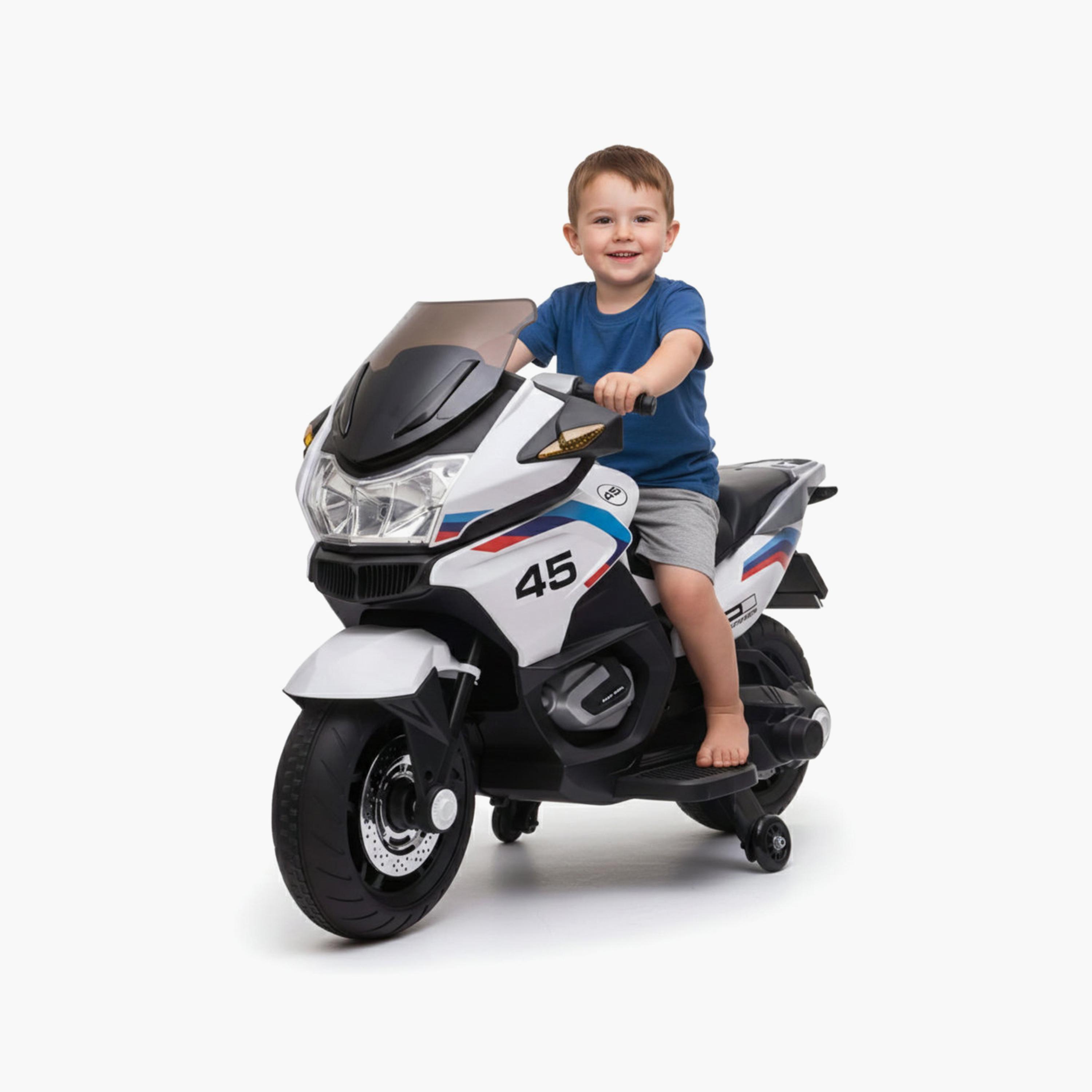 دراجة نارية كهربائية للركوب بمحرك مزدوج 12 فولت - أبيض من مايتس-toys-outdoor-bikesandrideons-electricvehicles-image-3