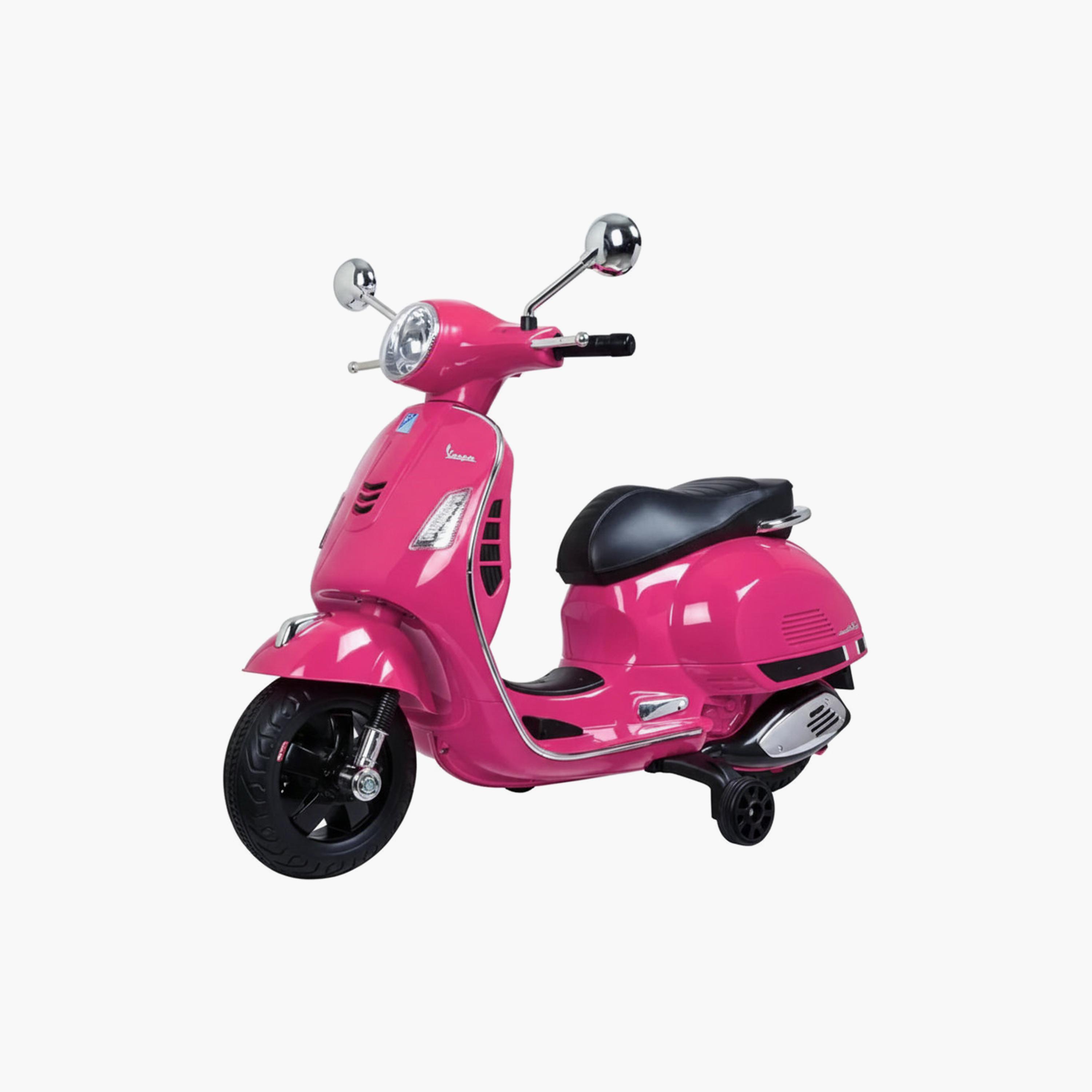 Myts 12V Electric Dual Motor Vespa Ride-On Scooter with Light & Music - Pink-toys-outdoor-bikesandrideons-electricvehicles-image-1