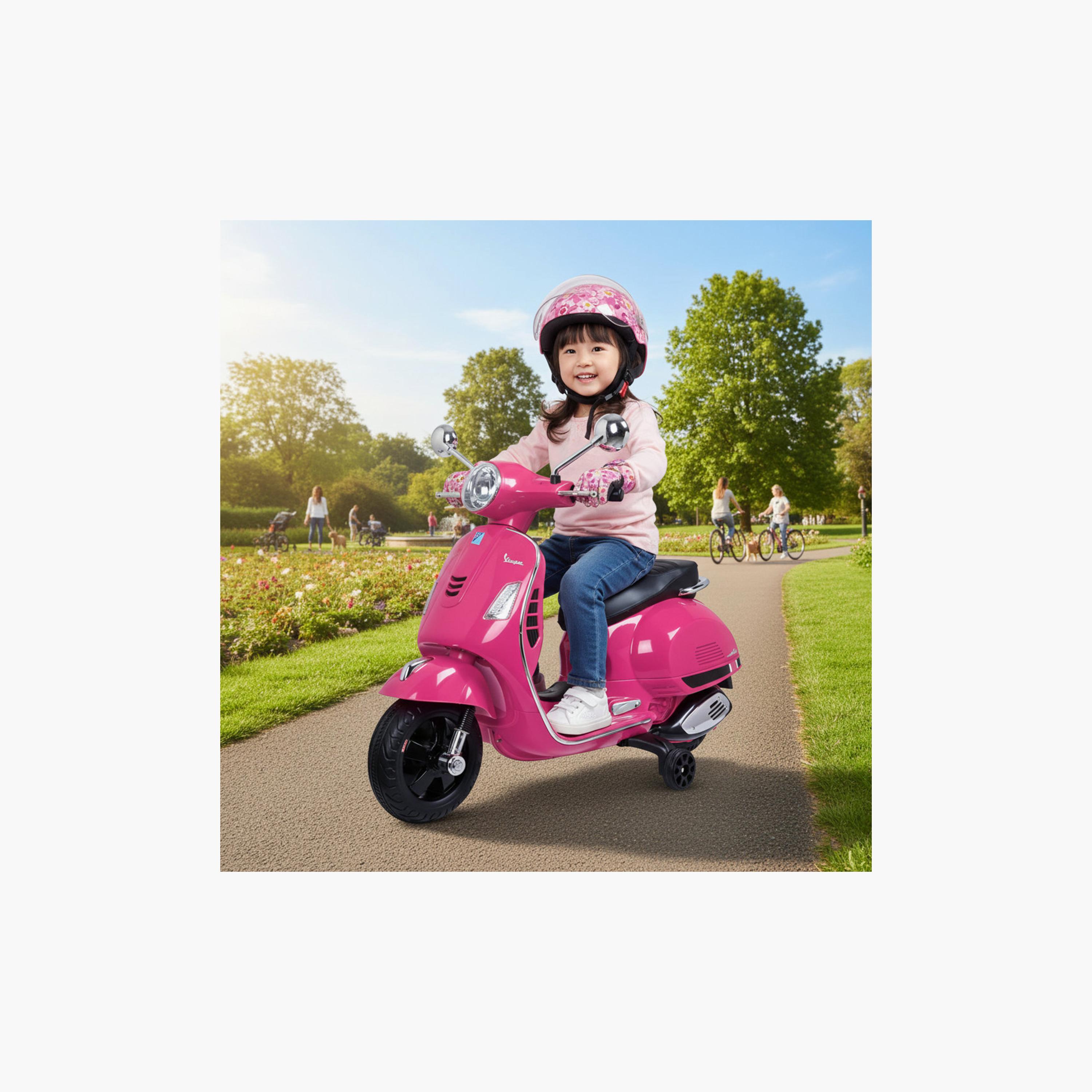 Myts 12V Electric Dual Motor Vespa Ride-On Scooter with Light & Music - Pink-toys-outdoor-bikesandrideons-electricvehicles-image-4