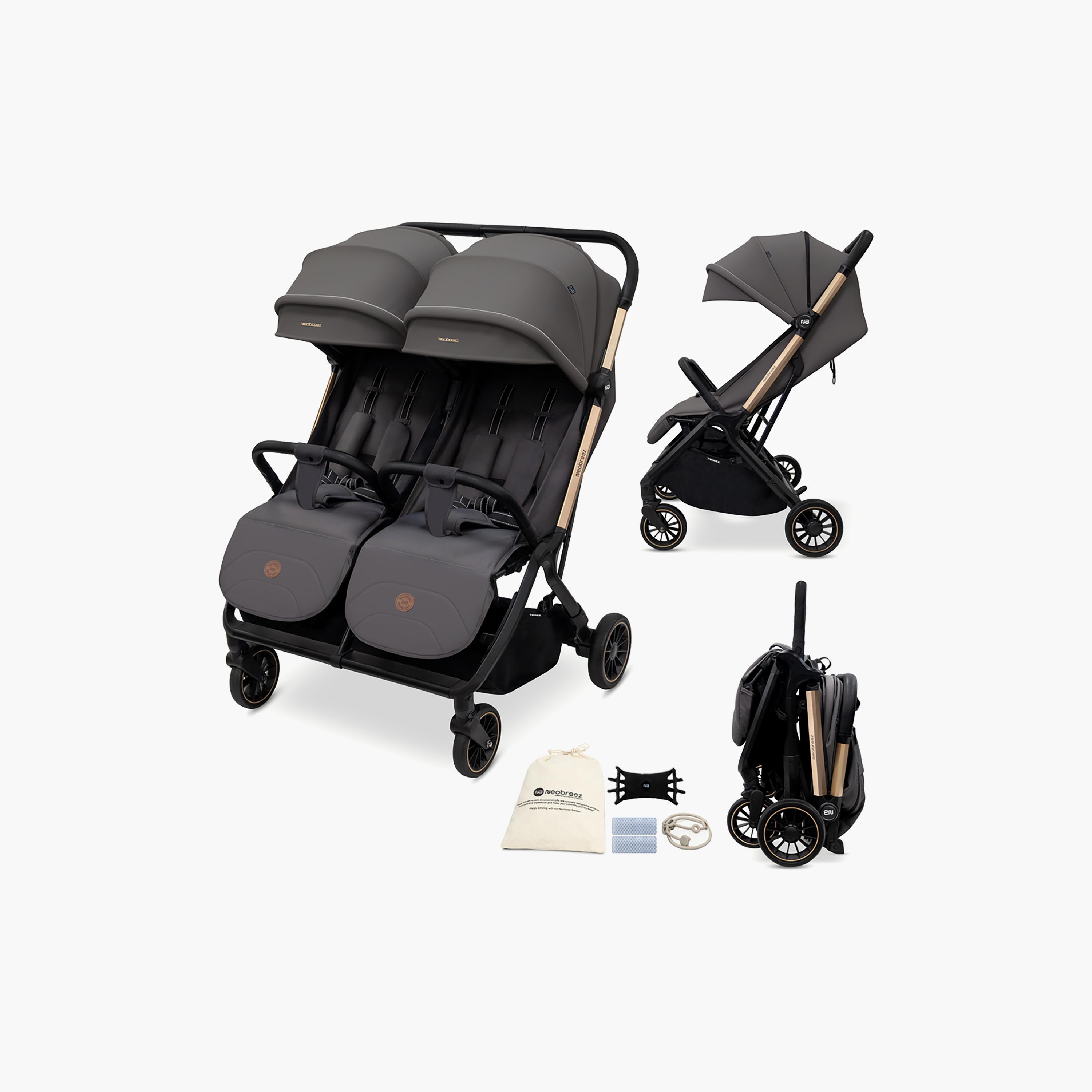 Neobreez Compact Autofold Twin Stroller with Recline Adjustment & Individual Canopy-baby-gear-strollersandprams-strollers-image-12