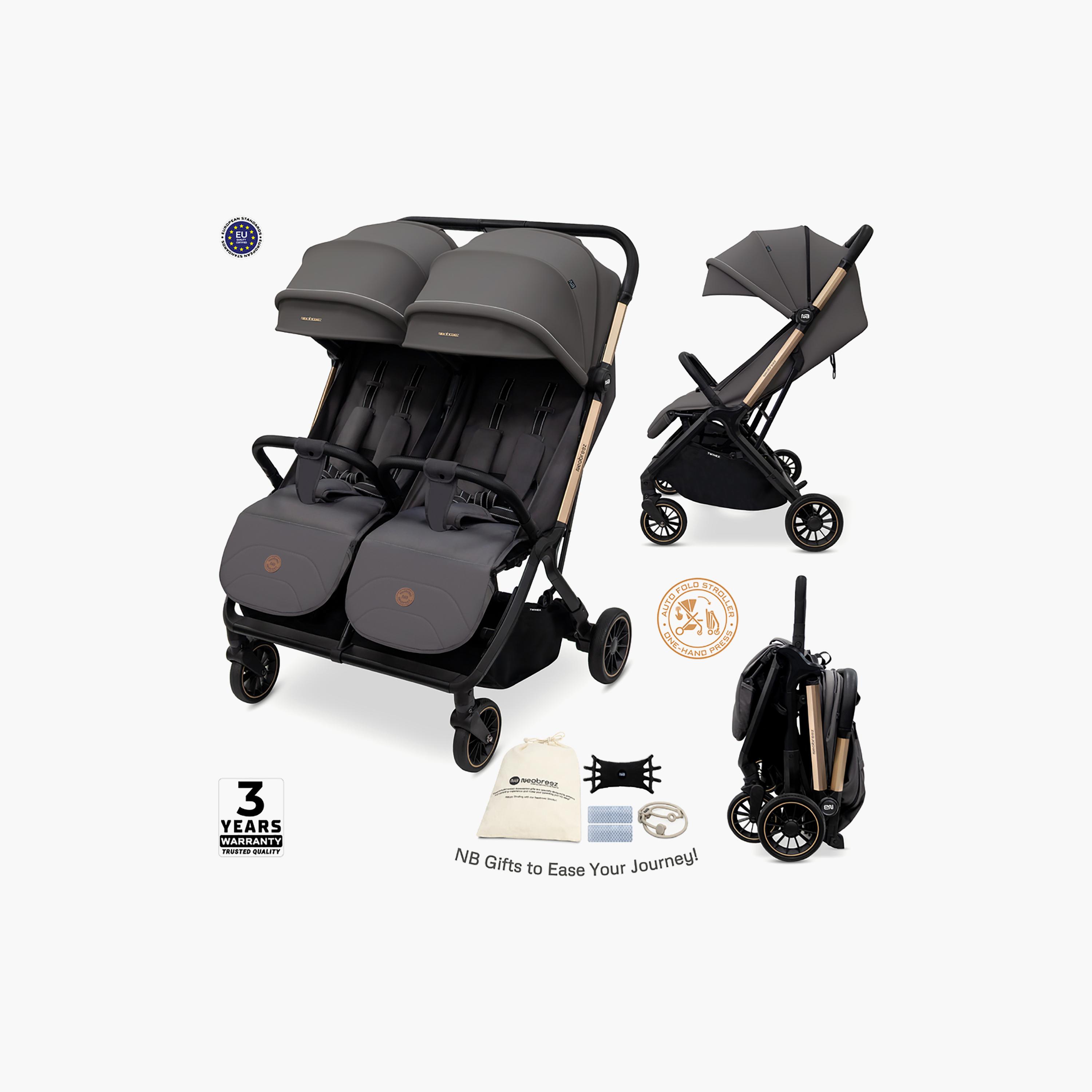 Neobreez Compact Autofold Twin Stroller with Recline Adjustment & Individual Canopy-baby-gear-strollersandprams-strollers-image-17