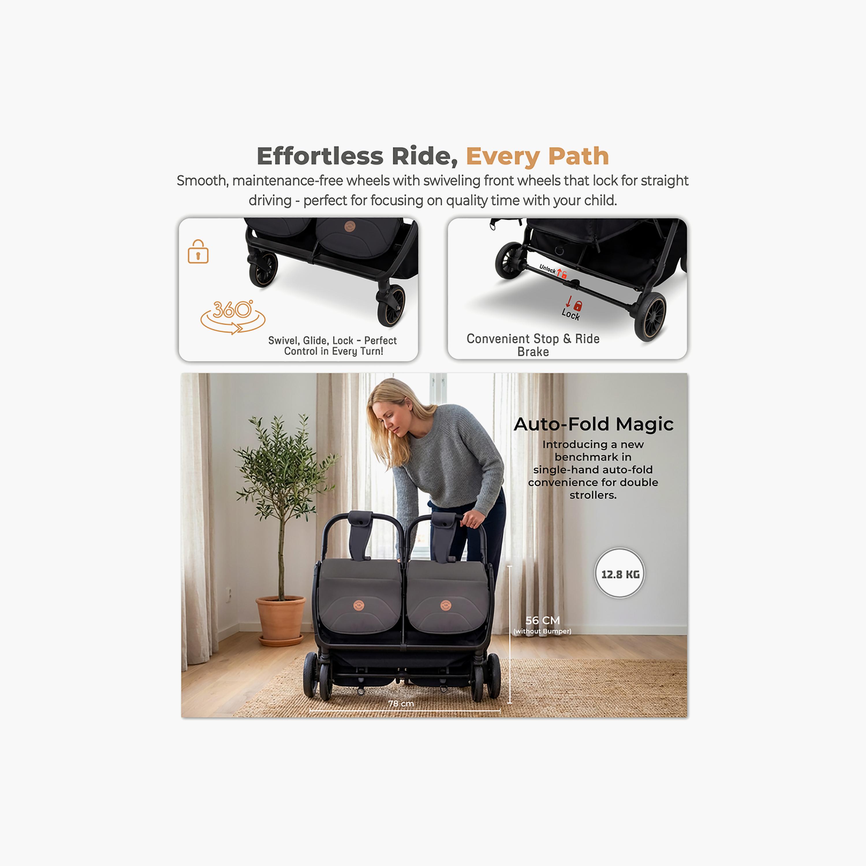 Neobreez Compact Autofold Twin Stroller with Recline Adjustment & Individual Canopy-baby-gear-strollersandprams-strollers-image-19