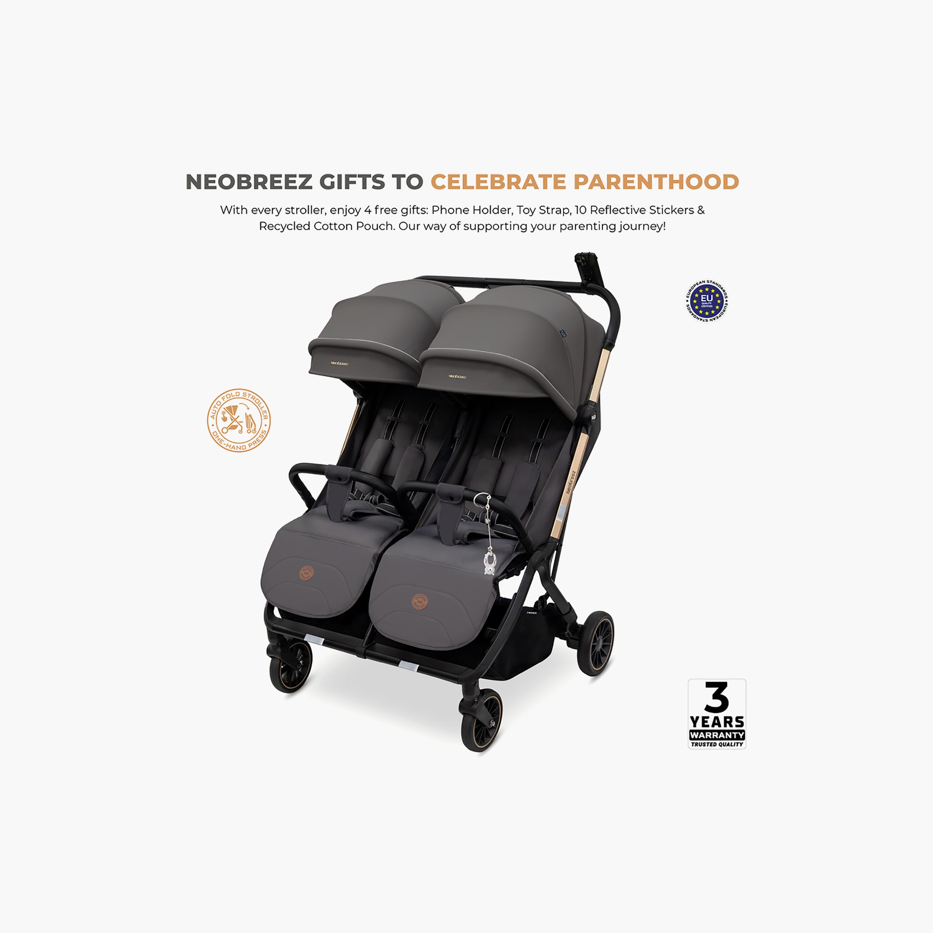 Neobreez Compact Autofold Twin Stroller with Recline Adjustment & Individual Canopy-baby-gear-strollersandprams-strollers-image-24