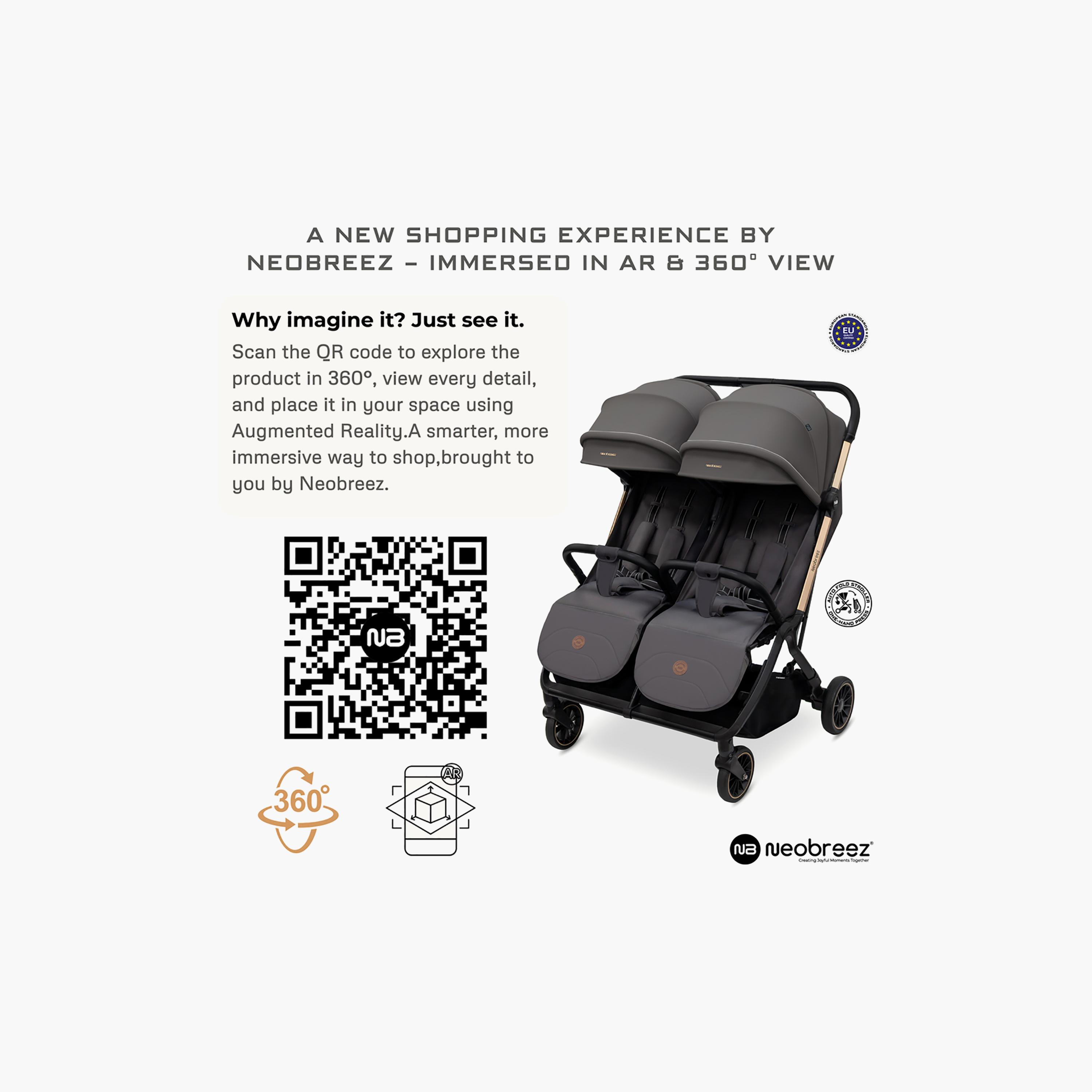 Neobreez Compact Autofold Twin Stroller with Recline Adjustment & Individual Canopy-baby-gear-strollersandprams-strollers-image-5