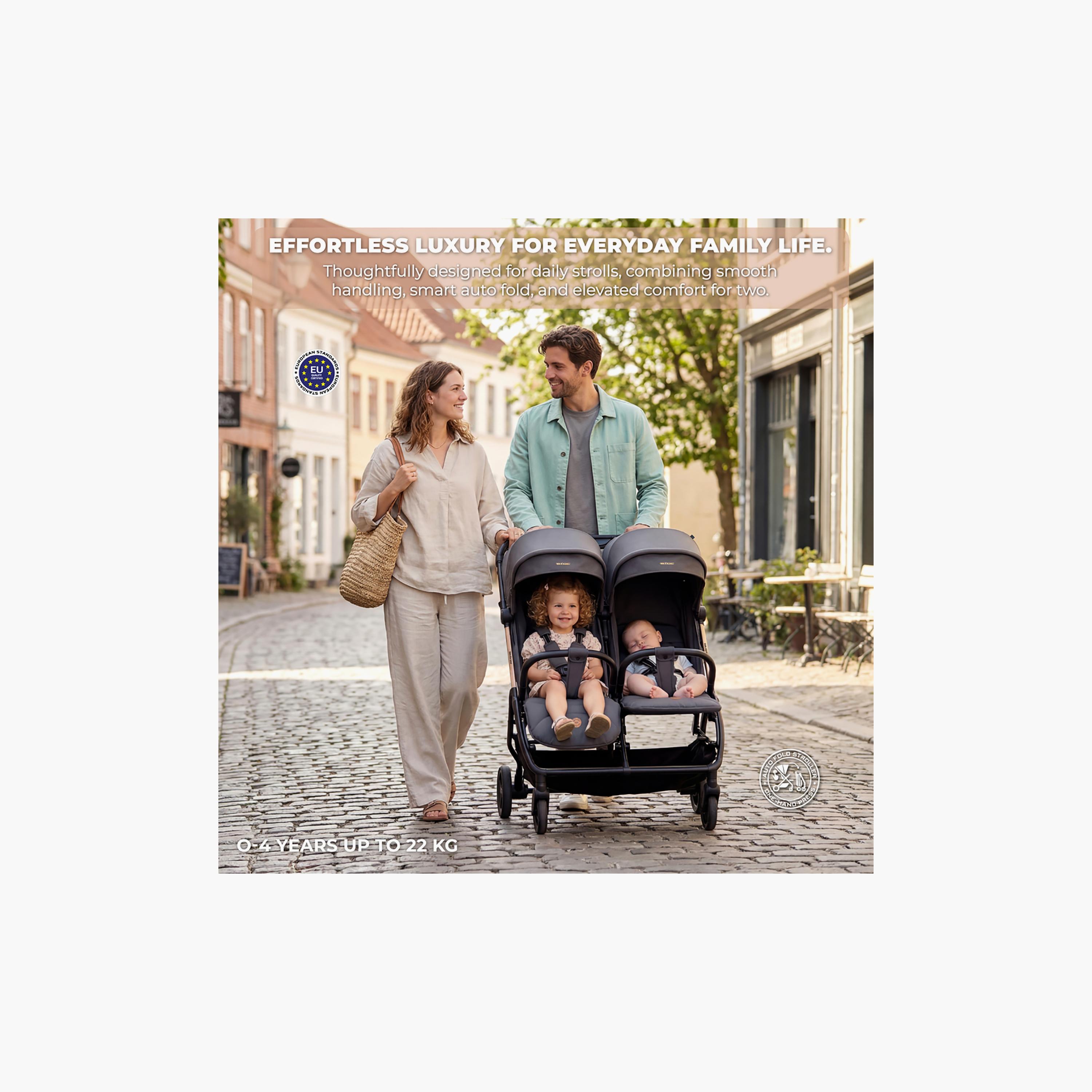 Neobreez Compact Autofold Twin Stroller with Recline Adjustment & Individual Canopy-baby-gear-strollersandprams-strollers-image-6