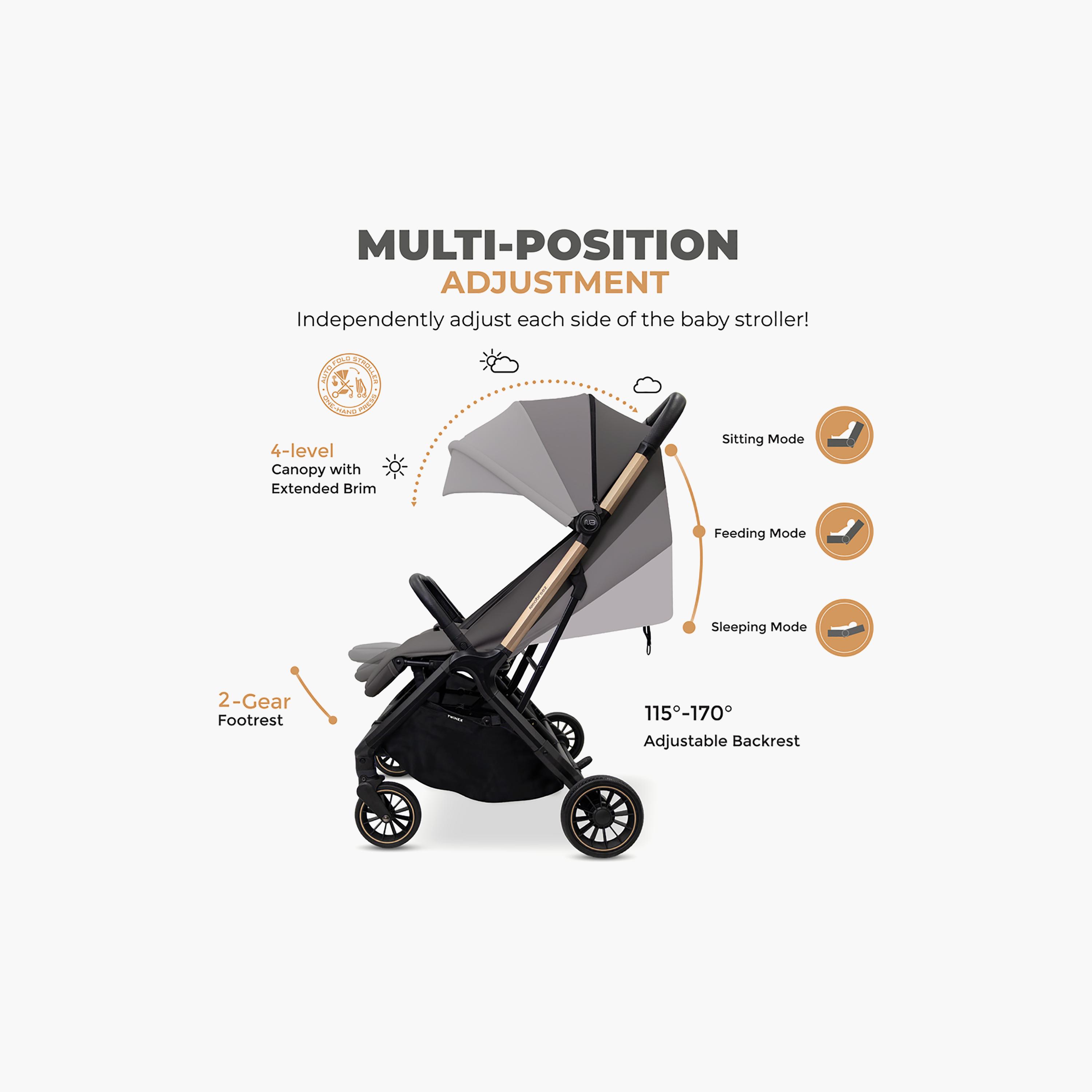 Neobreez Compact Autofold Twin Stroller with Recline Adjustment & Individual Canopy-baby-gear-strollersandprams-strollers-image-8