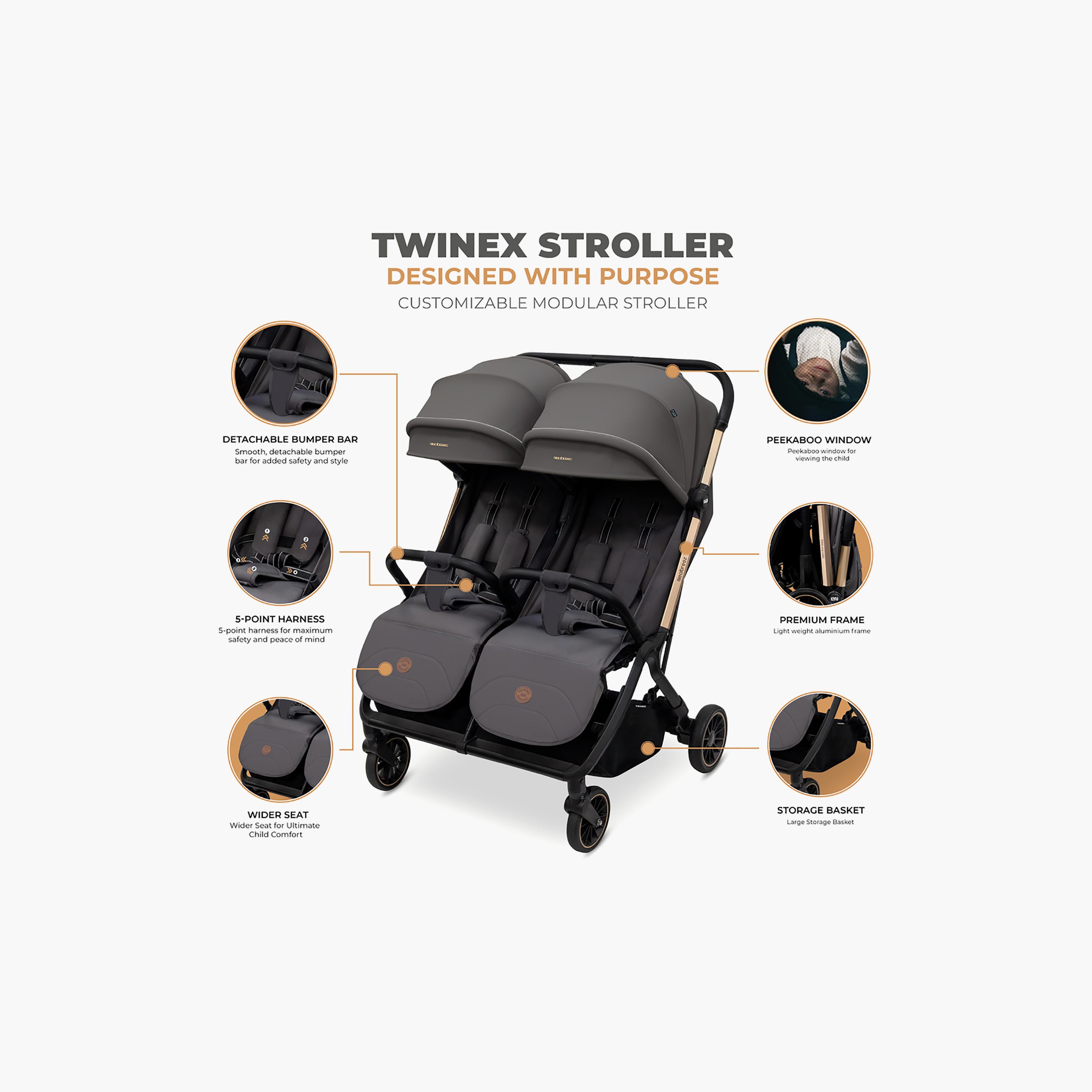 Neobreez Compact Autofold Twin Stroller with Recline Adjustment & Individual Canopy-baby-gear-strollersandprams-strollers-image-9
