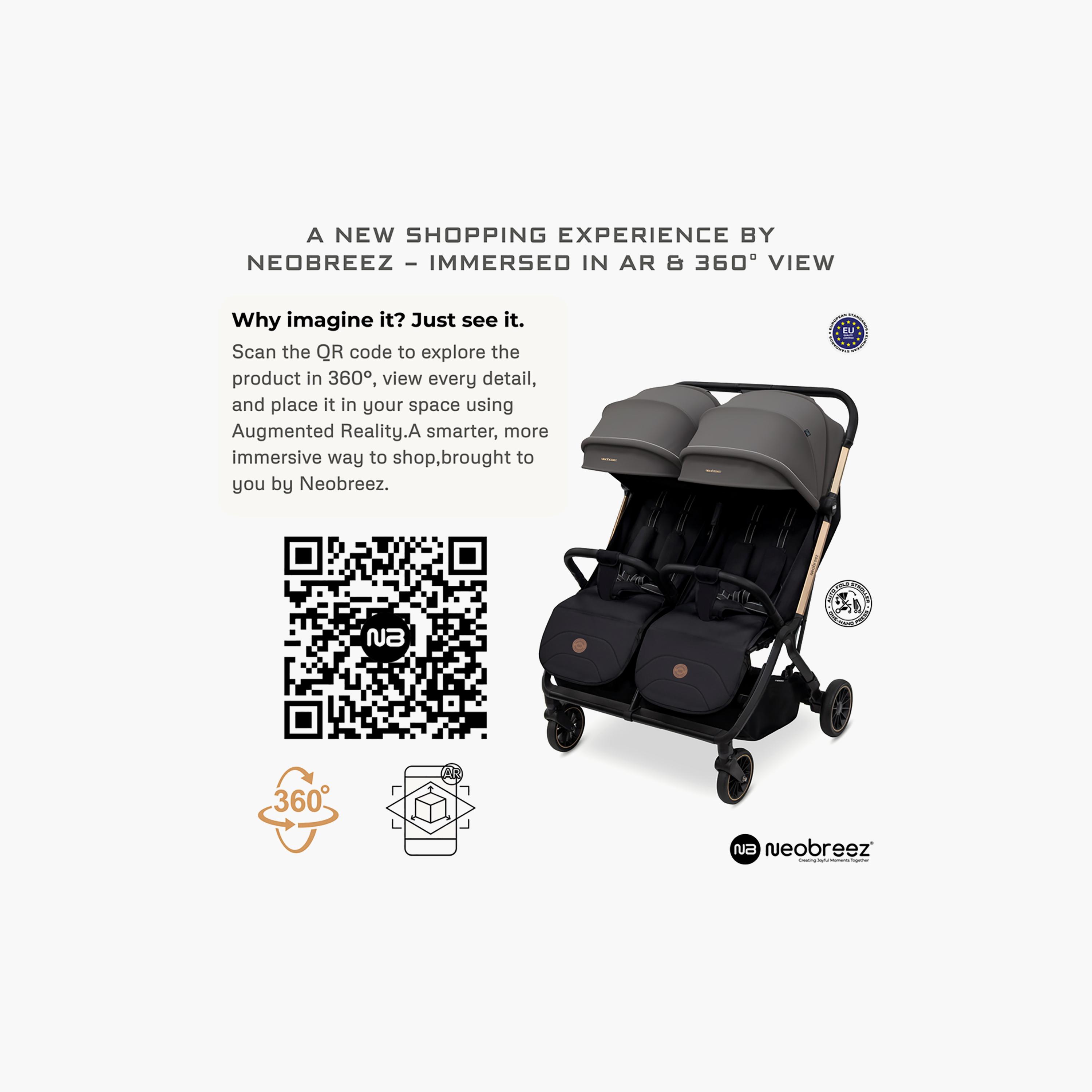 Neobreez Compact Autofold Twin Stroller with Recline Adjustment & Individual Canopy-baby-gear-strollersandprams-strollers-image-11