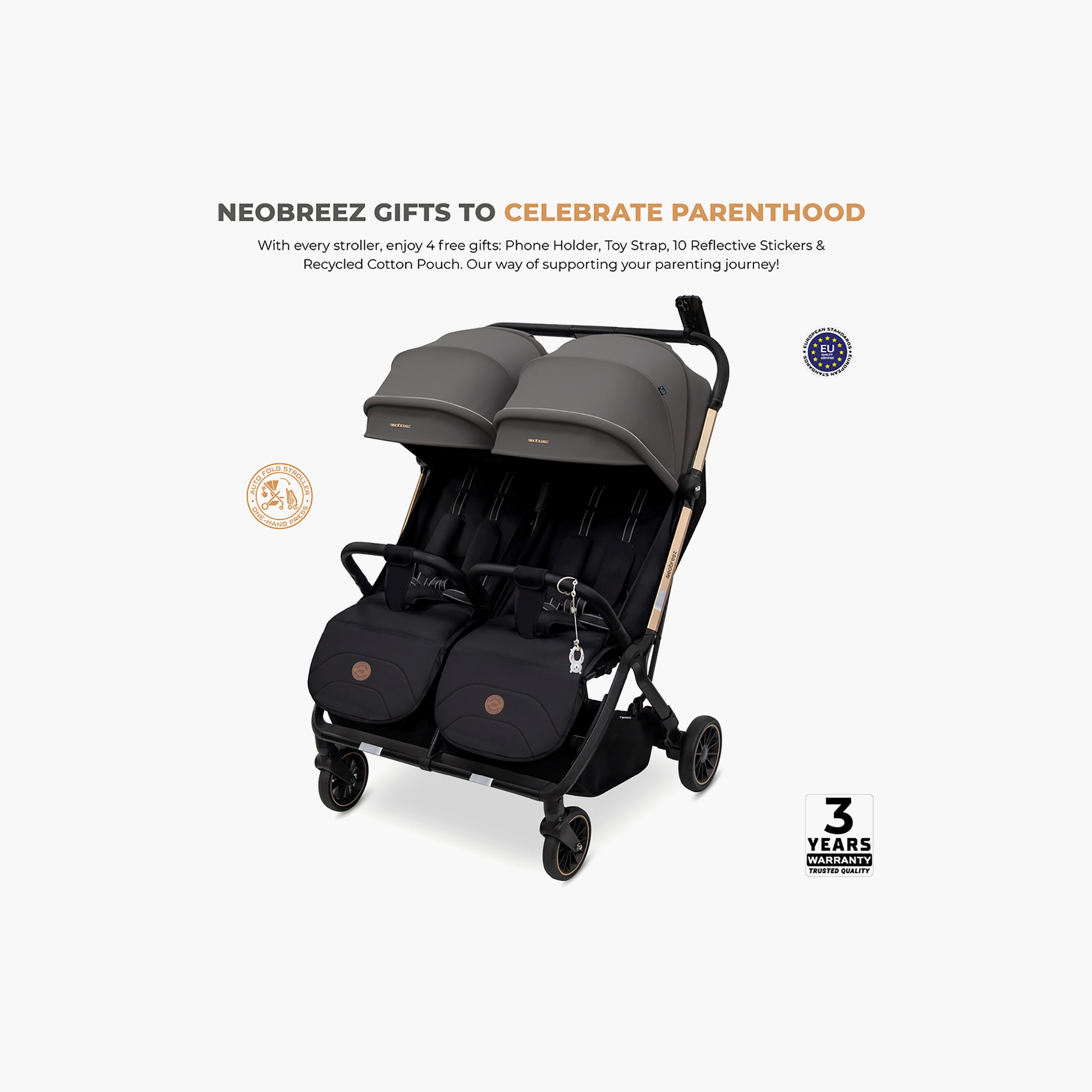 Neobreez Compact Autofold Twin Stroller with Recline Adjustment & Individual Canopy-baby-gear-strollersandprams-strollers-image-15