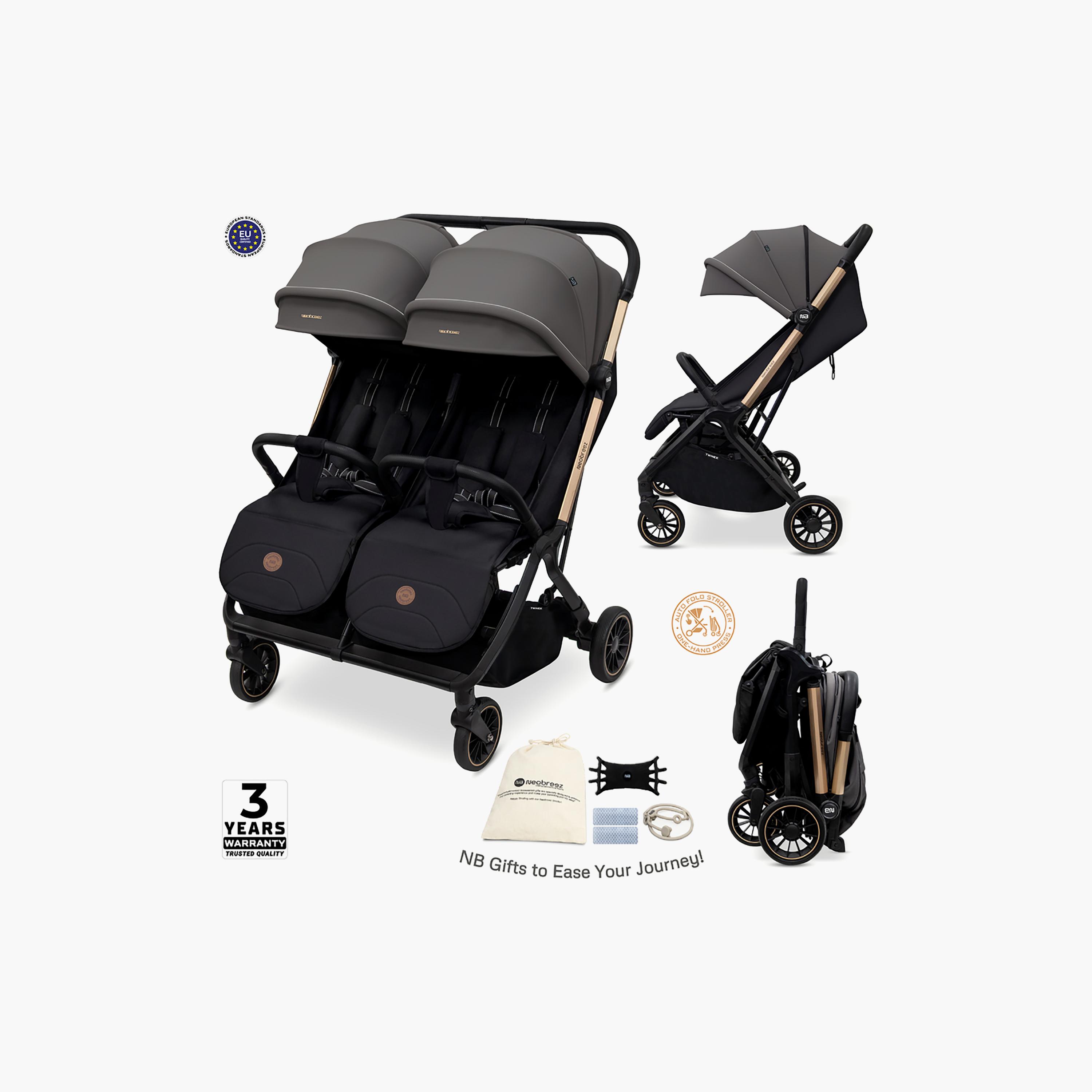 Neobreez Compact Autofold Twin Stroller with Recline Adjustment & Individual Canopy-baby-gear-strollersandprams-strollers-image-18