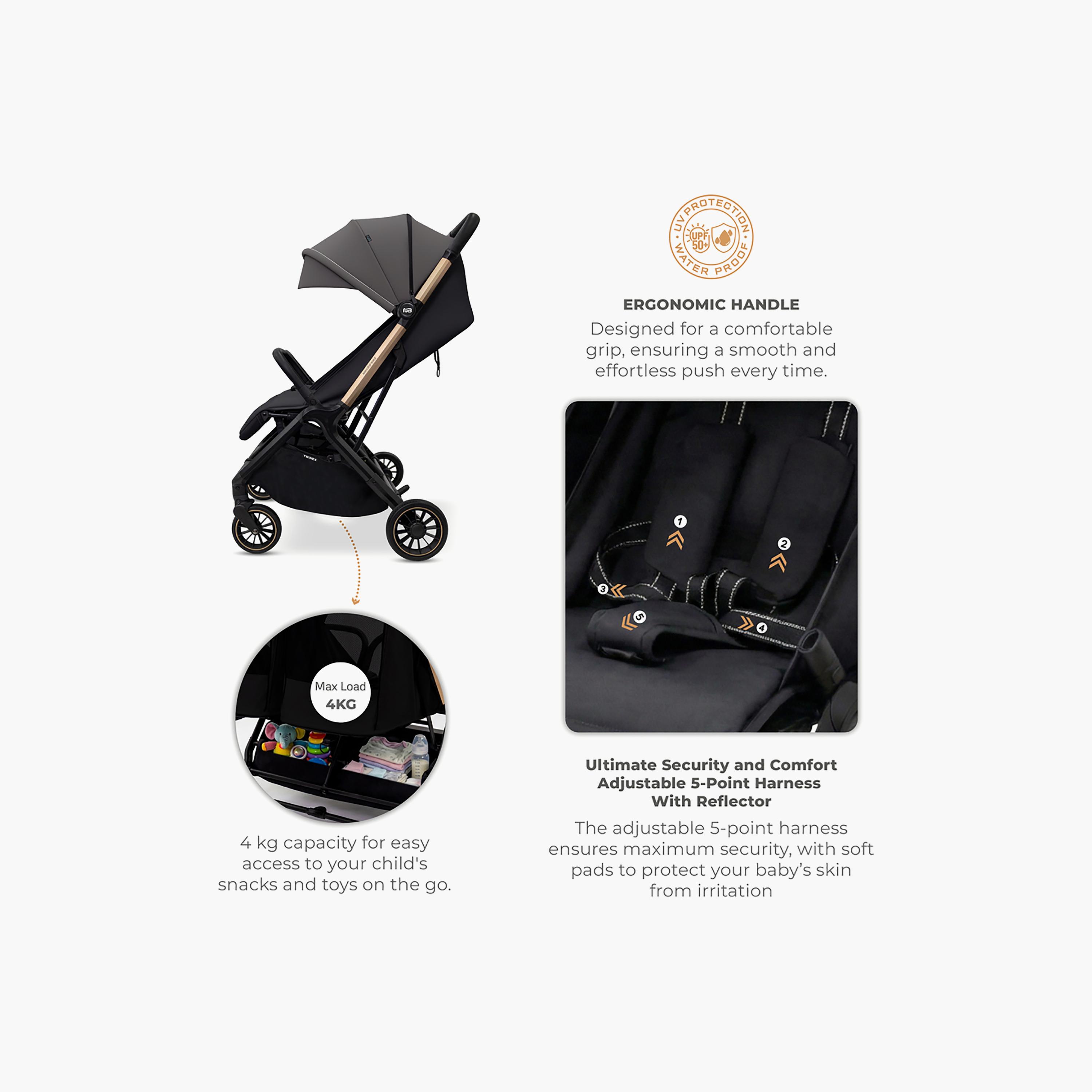 Neobreez Compact Autofold Twin Stroller with Recline Adjustment & Individual Canopy-baby-gear-strollersandprams-strollers-image-22