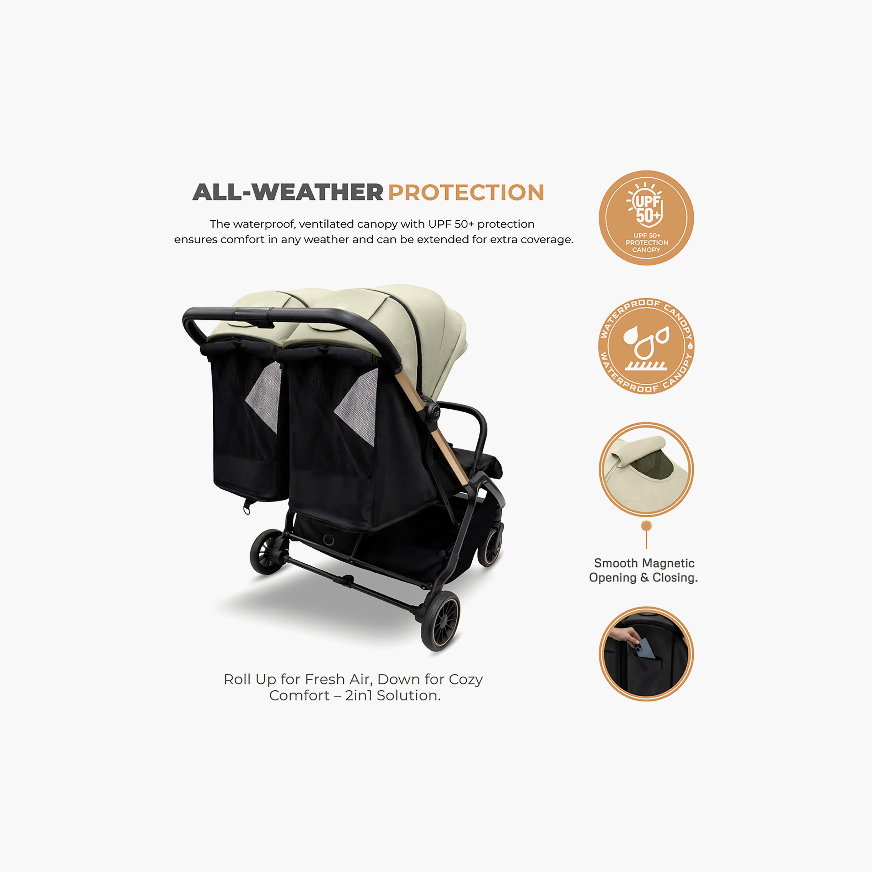 Neobreez Compact Autofold Twin Stroller with Recline Adjustment & Individual Canopy-baby-gear-strollersandprams-strollers-image-16
