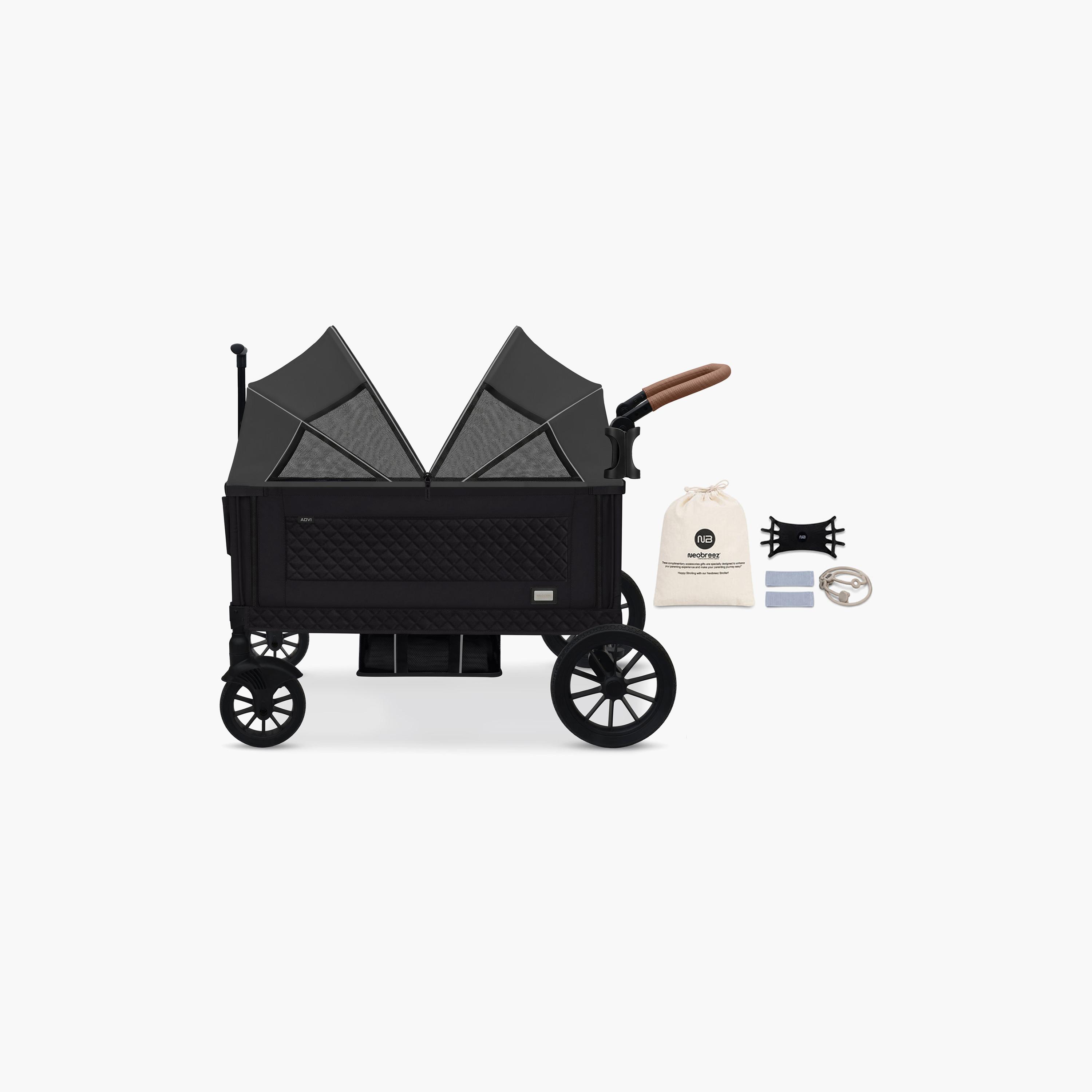 Neobreez ADVI Wagon Cargo Push & Pull Double Stroller with Removable Canopy & 2-in1 Cup Holder-baby-gear-strollersandprams-strollers-image-1