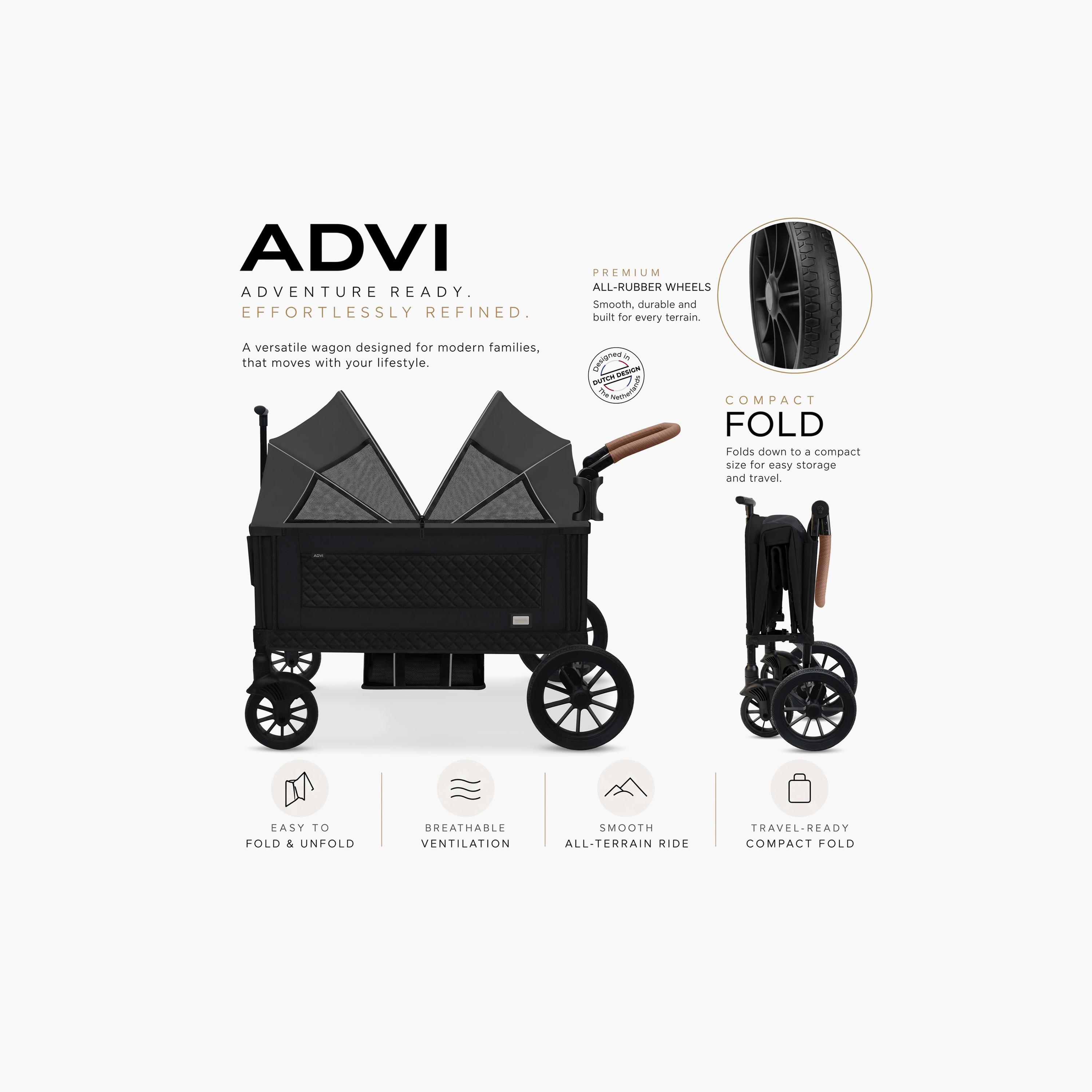 Neobreez ADVI Wagon Cargo Push & Pull Double Stroller with Removable Canopy & 2-in1 Cup Holder-baby-gear-strollersandprams-strollers-image-3