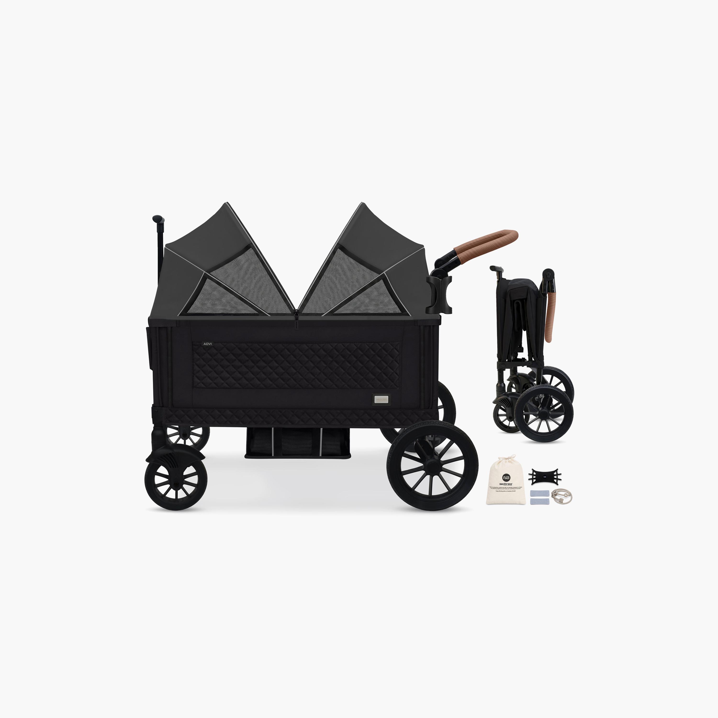 Neobreez ADVI Wagon Cargo Push & Pull Double Stroller with Removable Canopy & 2-in1 Cup Holder-baby-gear-strollersandprams-strollers-image-5