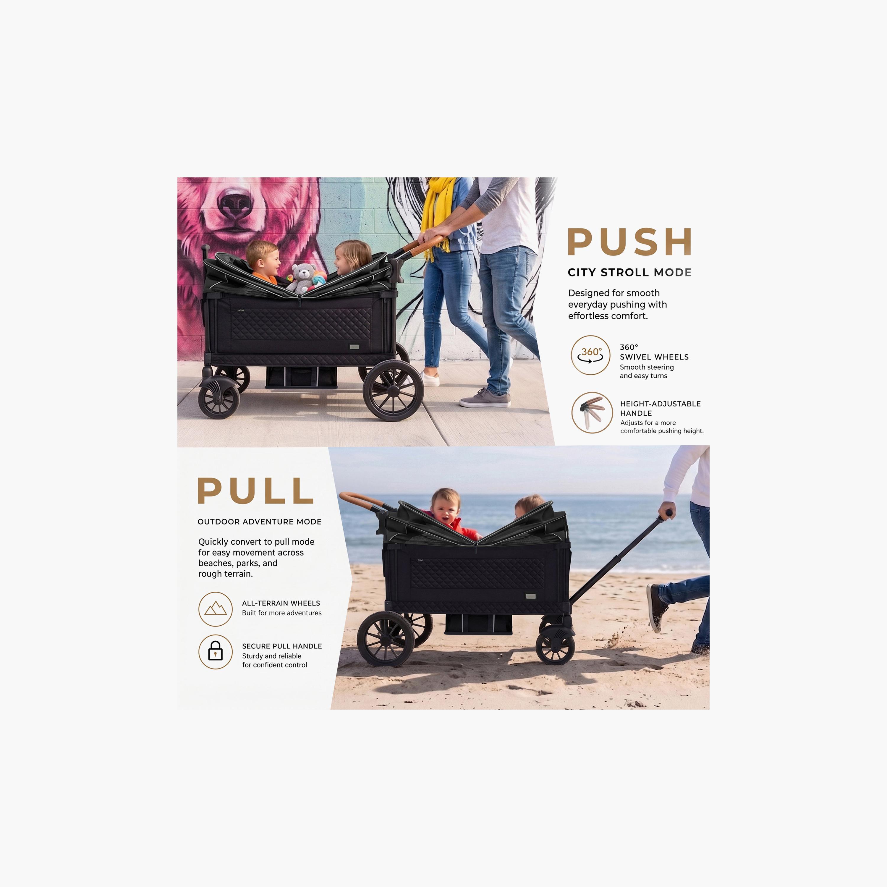 Neobreez ADVI Wagon Cargo Push & Pull Double Stroller with Removable Canopy & 2-in1 Cup Holder-baby-gear-strollersandprams-strollers-image-7