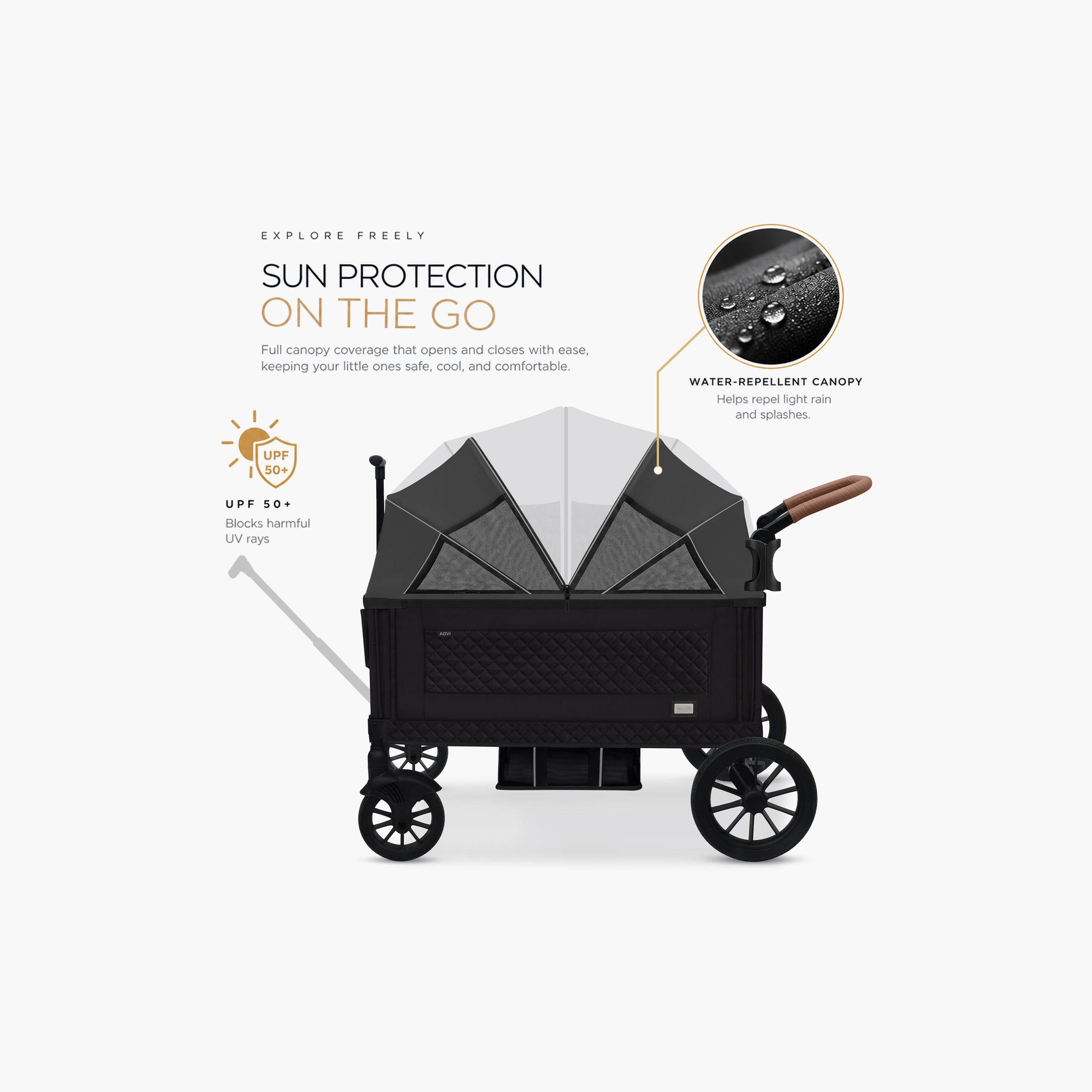Neobreez ADVI Wagon Cargo Push & Pull Double Stroller with Removable Canopy & 2-in1 Cup Holder-baby-gear-strollersandprams-strollers-image-9