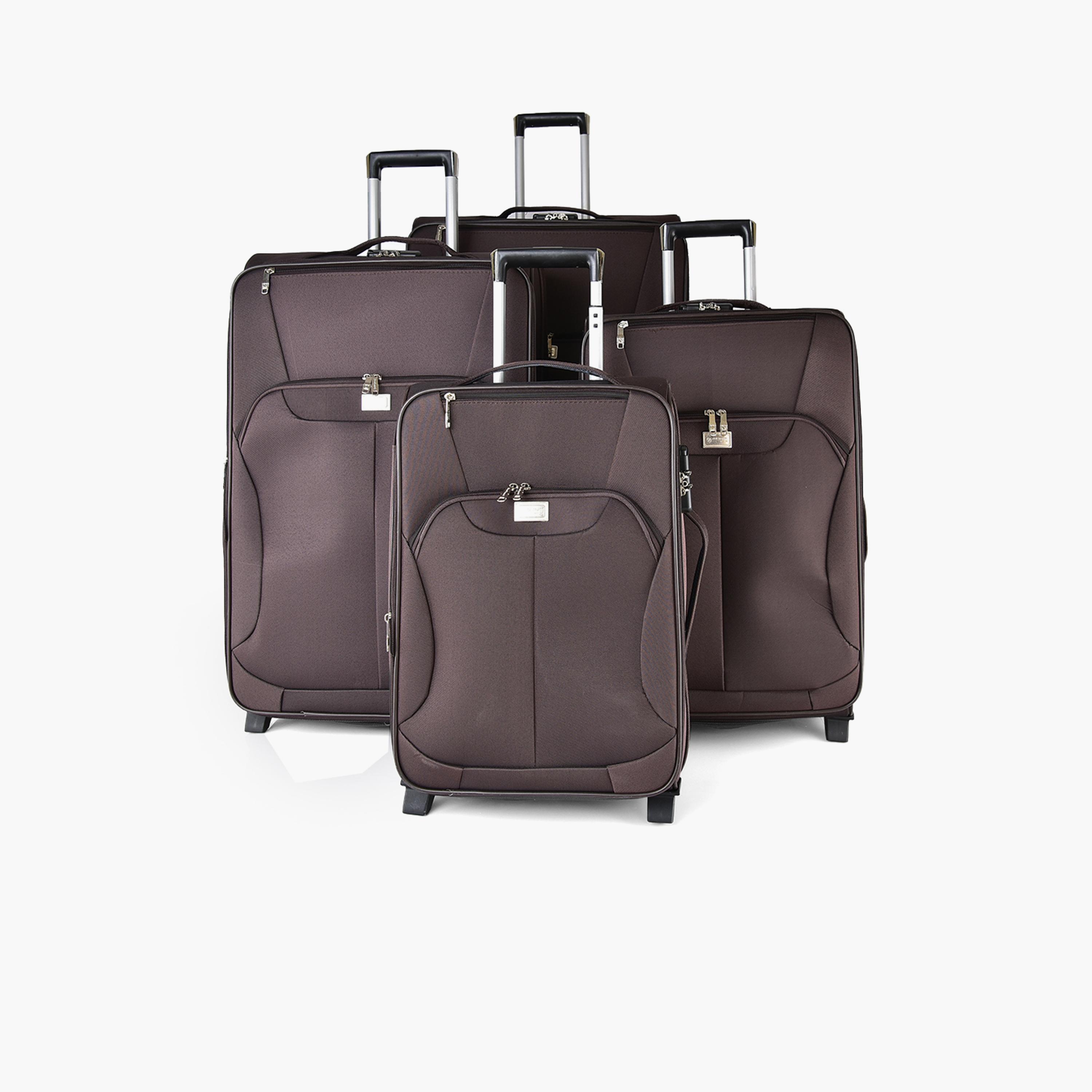 New Travel Set of 4 Polyester Soft-Sided 2-Wheeler Inline Trolley Bag with Combination Lock-travel-luggagesandbags-luggage-image-1