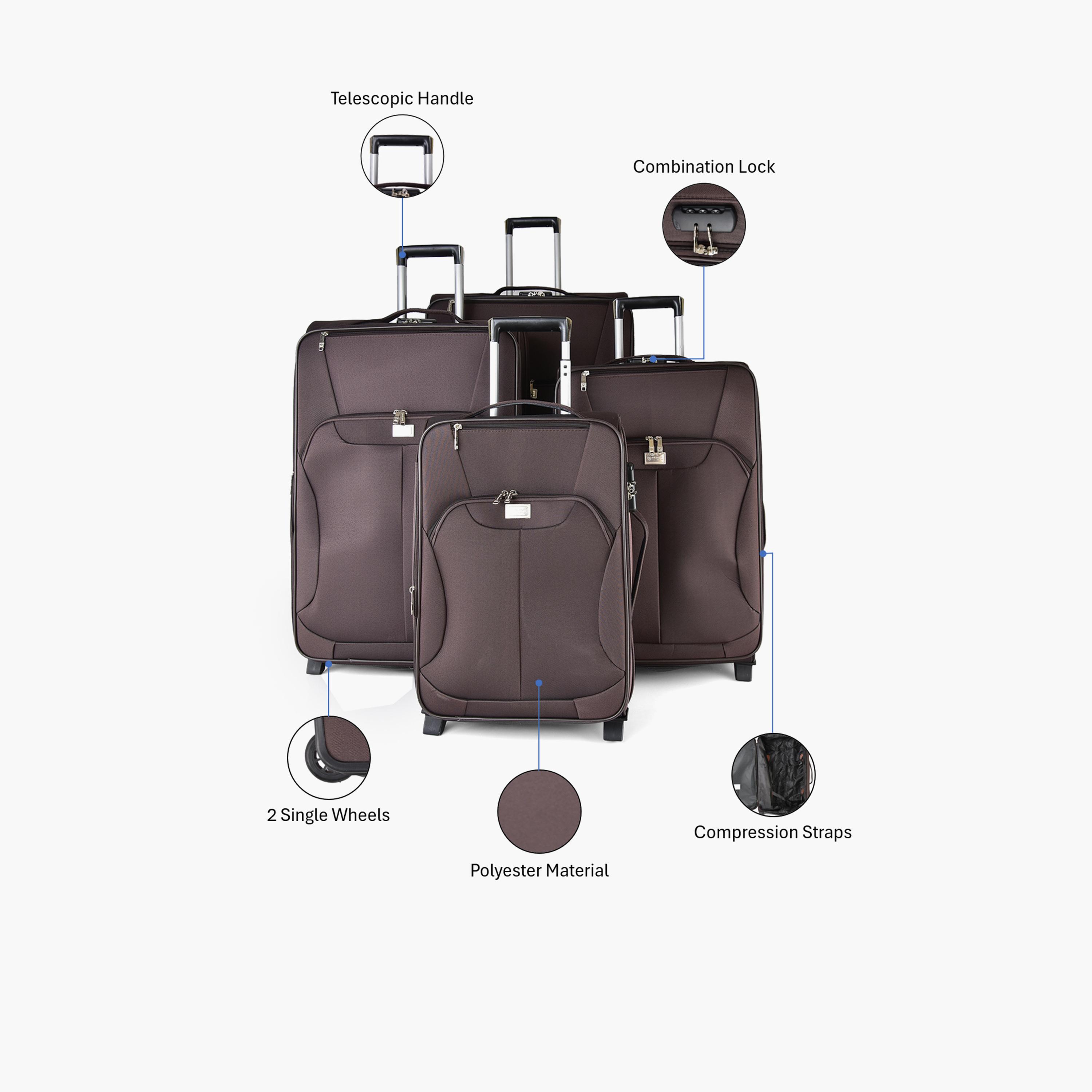 New Travel Set of 4 Polyester Soft-Sided 2-Wheeler Inline Trolley Bag with Combination Lock-travel-luggagesandbags-luggage-image-2