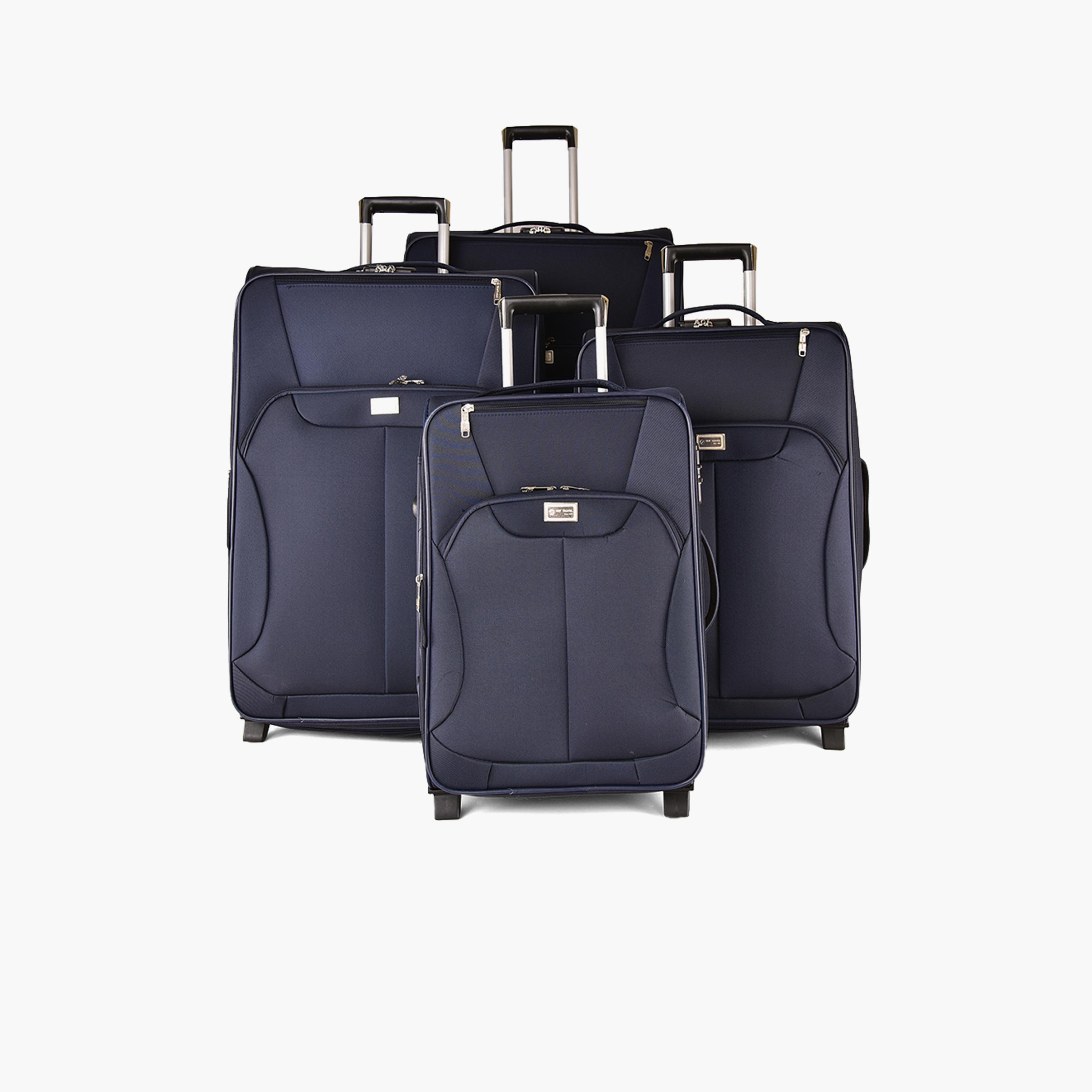 New Travel Set of 4 Polyester Soft-Sided 2-Wheeler Inline Trolley Bag with Combination Lock-travel-luggagesandbags-luggage-image-1