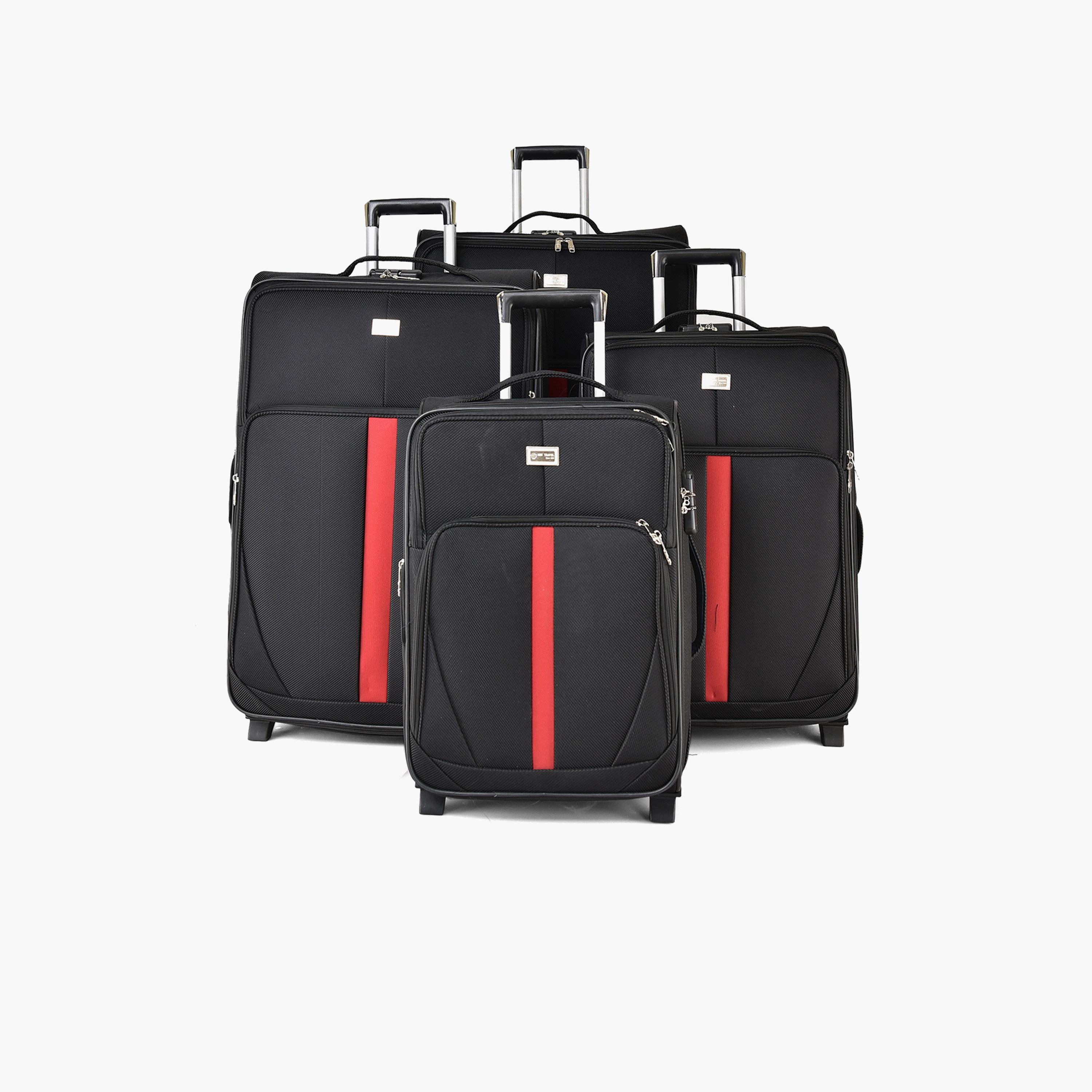 New Travel Set of 4 Polyester Soft-Sided 2-Wheeler Inline Trolley Bag with Combination Lock-travel-luggagesandbags-luggage-image-1