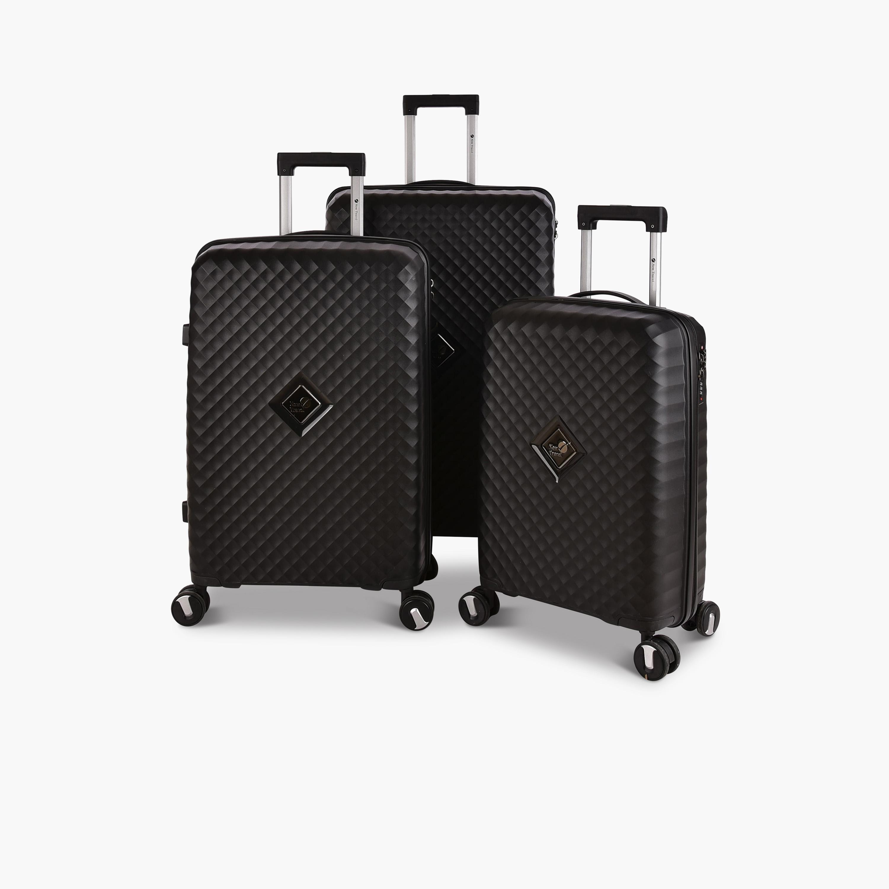 New Travel Set of 3 Polypropylene Hard-Sided 4-Wheeler Spinner Trolley Bag with Combination Lock-travel-luggagesandbags-luggage-image-1