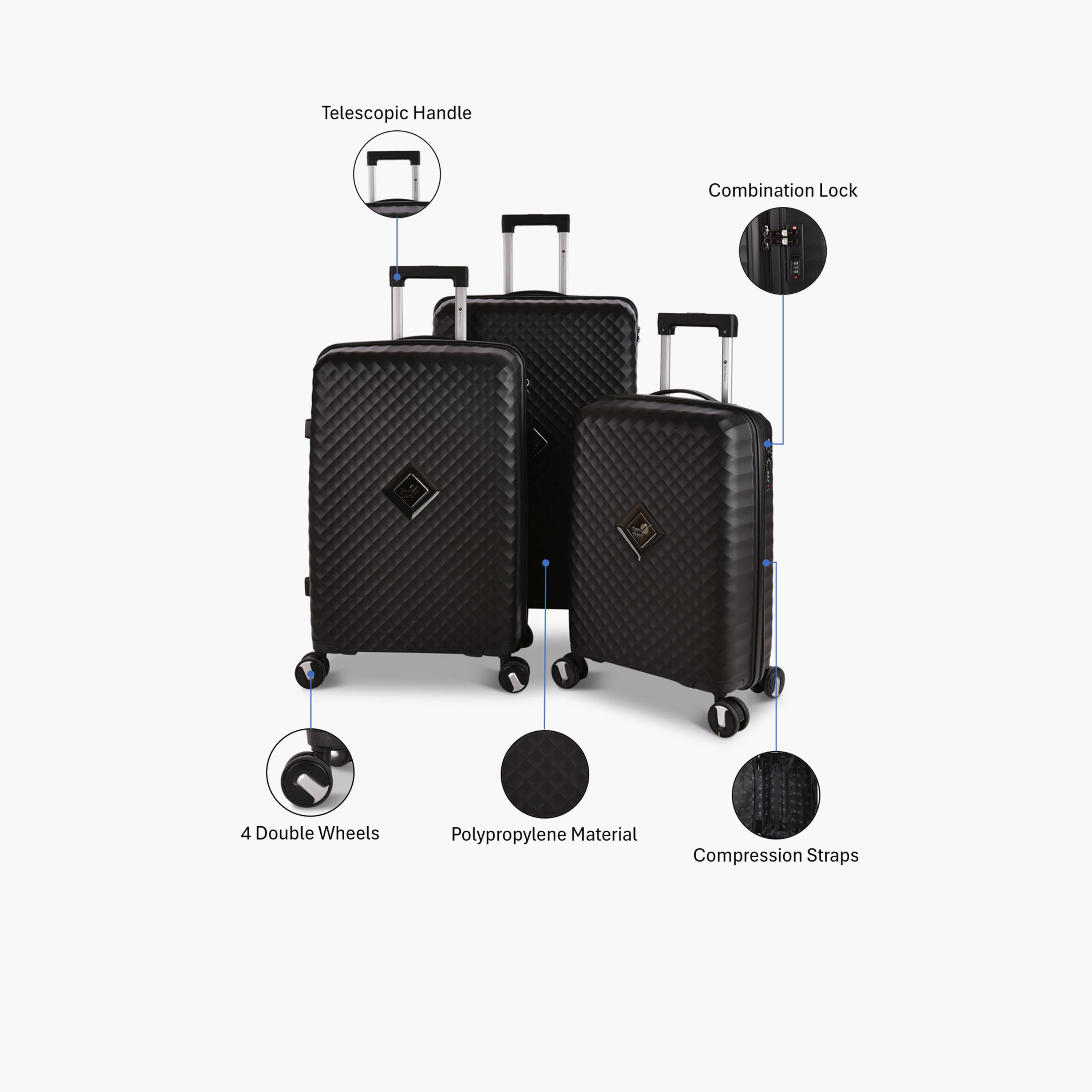 New Travel Set of 3 Polypropylene Hard-Sided 4-Wheeler Spinner Trolley Bag with Combination Lock-travel-luggagesandbags-luggage-image-2