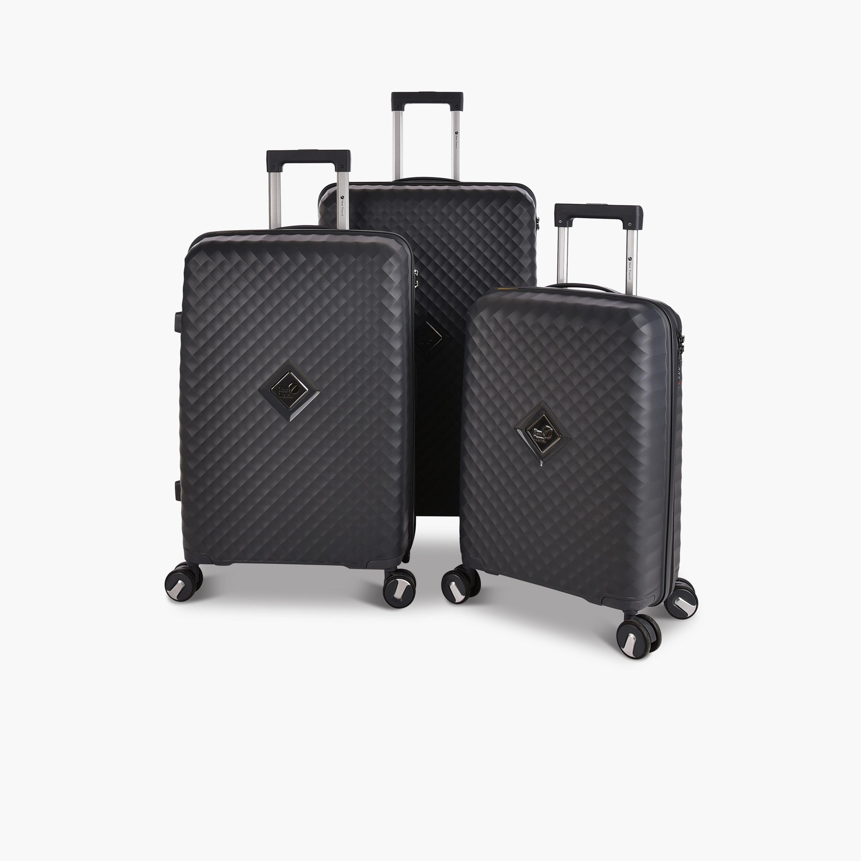 New Travel Set of 3 Polypropylene Hard-Sided 4-Wheeler Spinner Trolley Bag with Combination Lock-travel-luggagesandbags-luggage-image-1