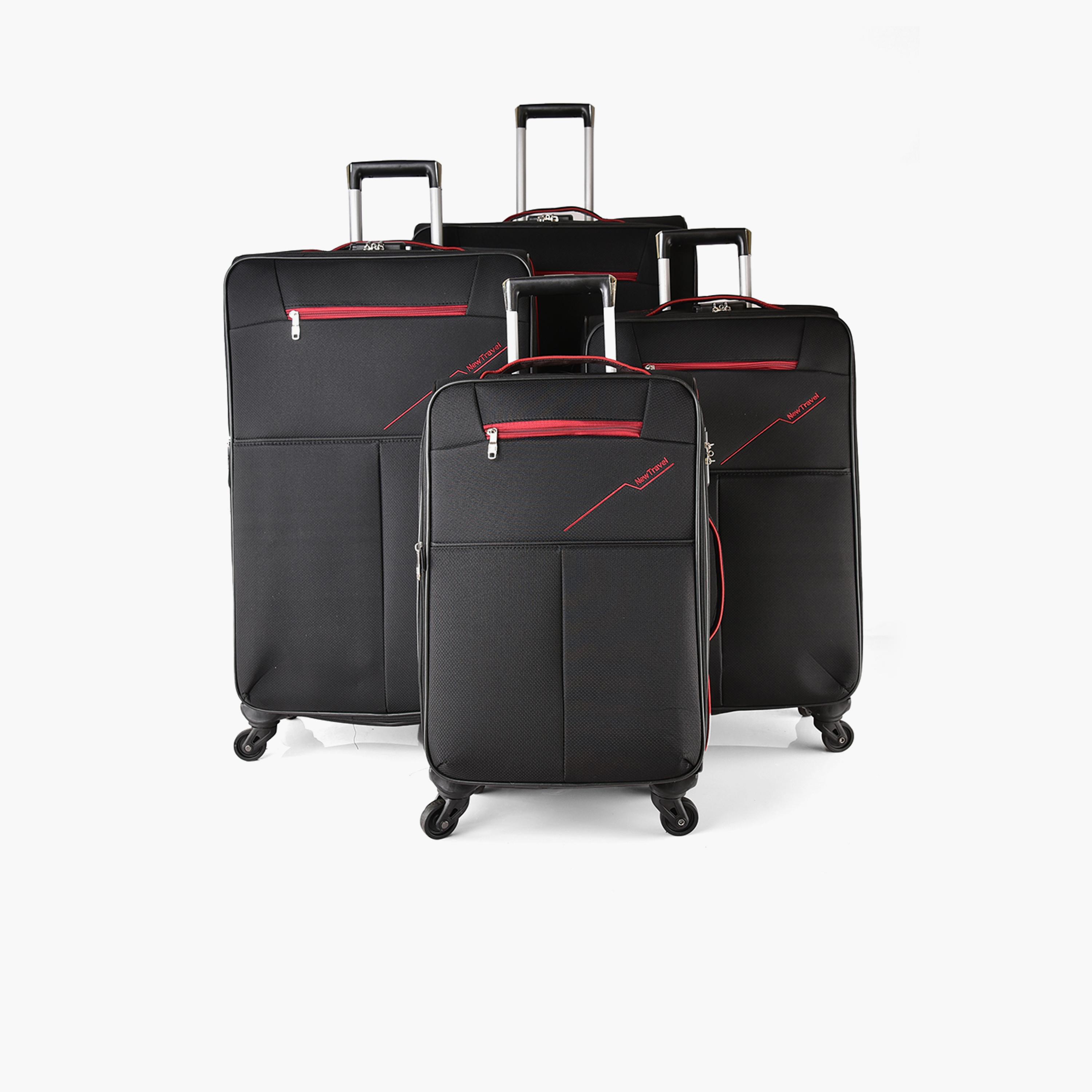 New Travel Set of 4 Nylon Soft-Sided 4-Wheeler Spinner Trolley Bag with Combination Lock-travel-luggagesandbags-luggage-image-1
