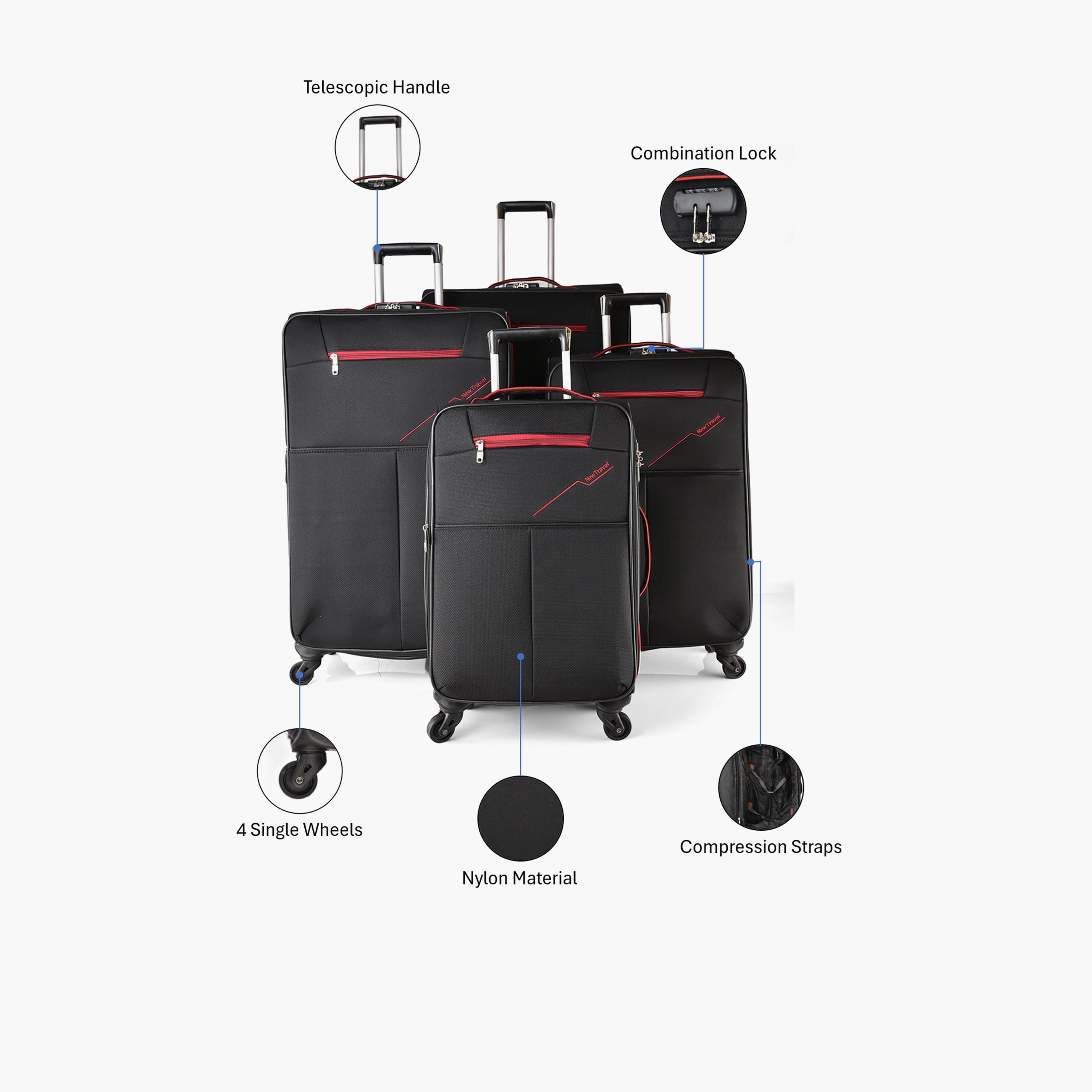 New Travel Set of 4 Nylon Soft-Sided 4-Wheeler Spinner Trolley Bag with Combination Lock-travel-luggagesandbags-luggage-image-2