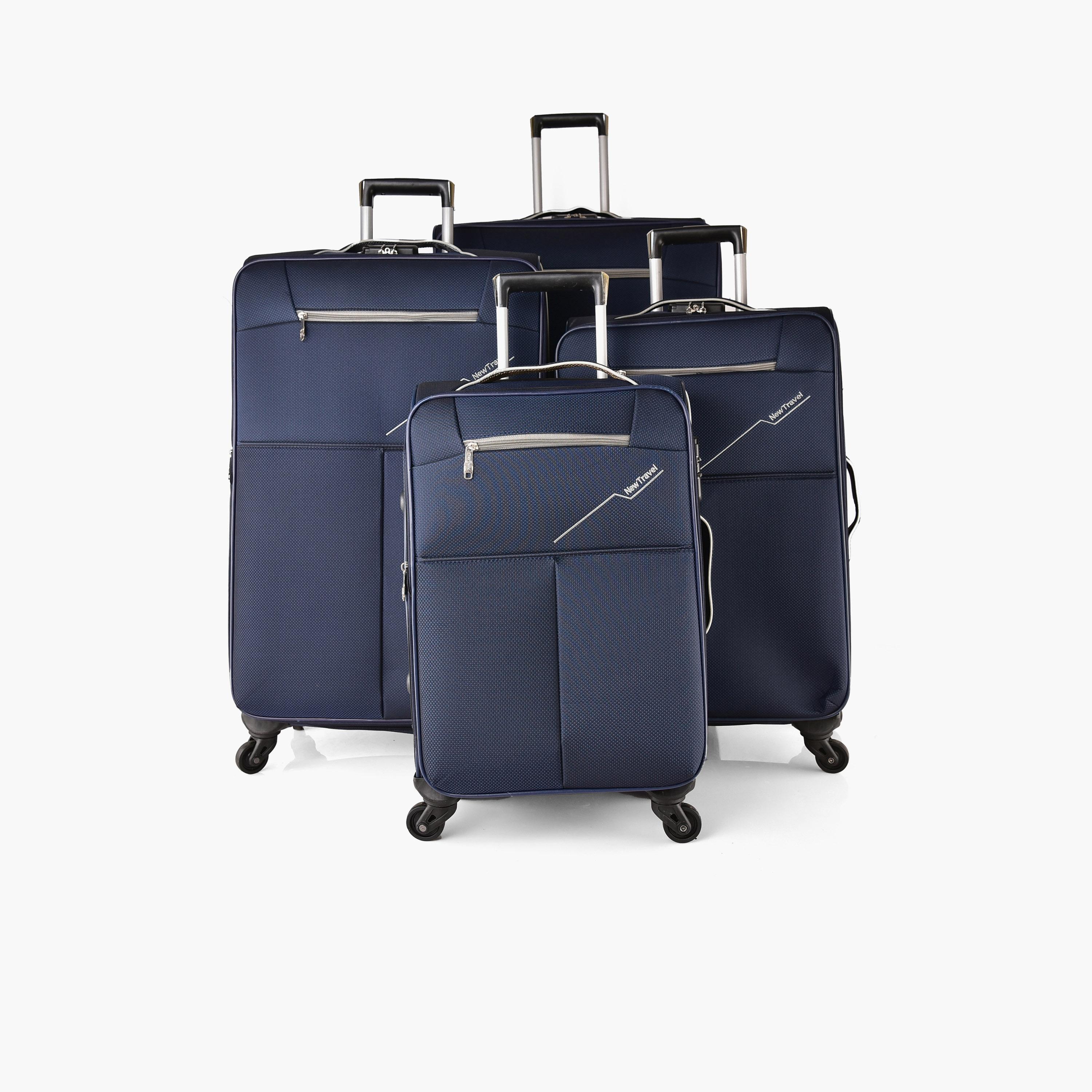 New Travel Set of 4 Nylon Soft-Sided 4-Wheeler Spinner Trolley Bag with Combination Lock-travel-luggagesandbags-luggage-image-1