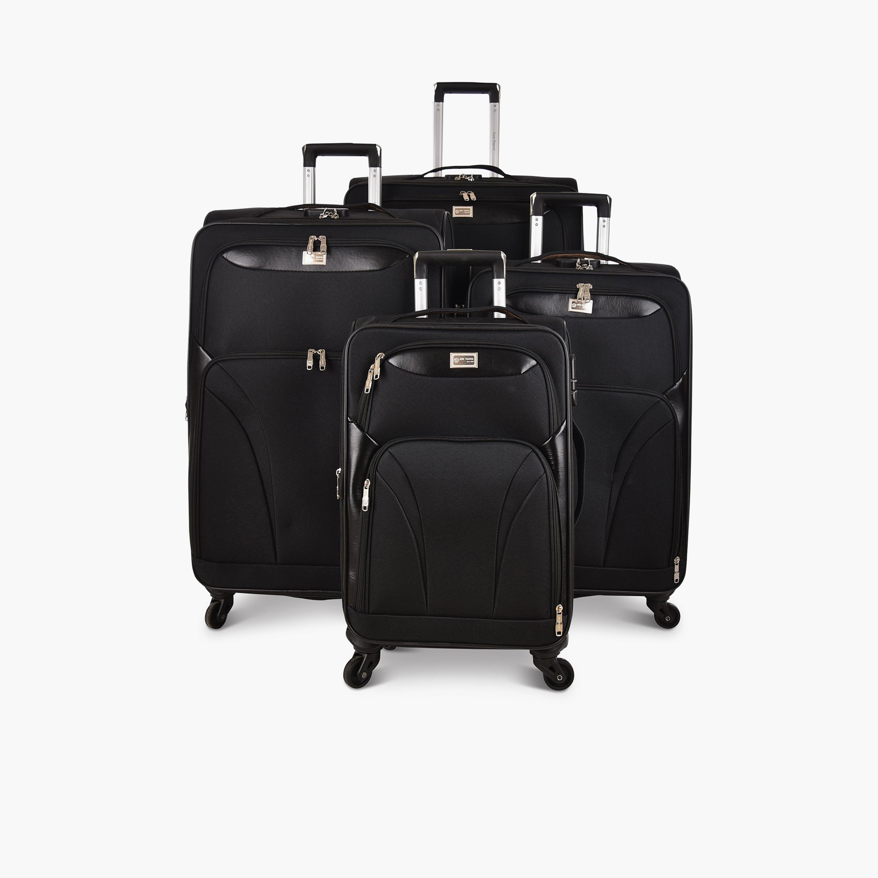 New Travel Set of 4 Polyester Soft-Sided 4-Wheeler Spinner Trolley Bag with Combination Lock-travel-luggagesandbags-luggage-image-1