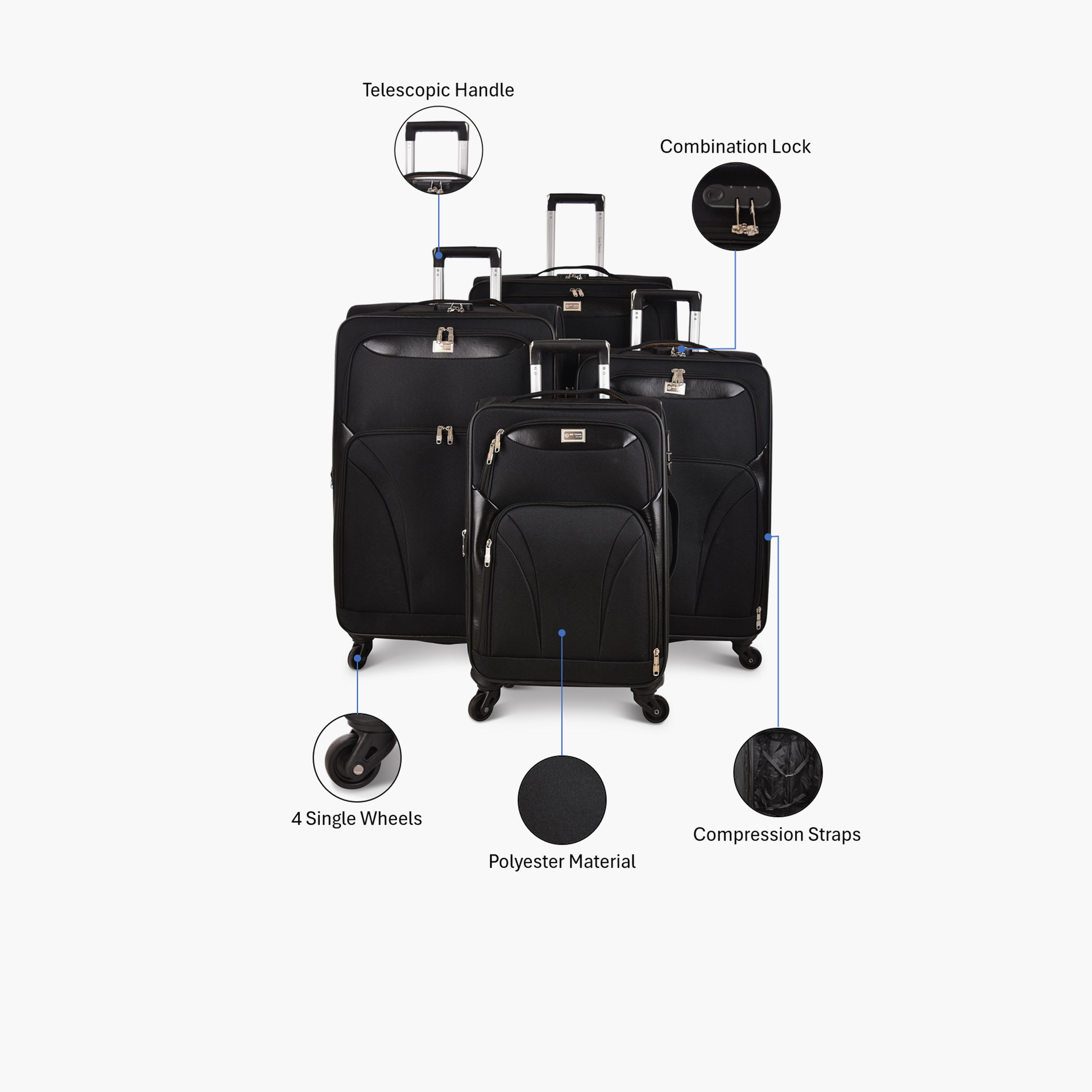 New Travel Set of 4 Polyester Soft-Sided 4-Wheeler Spinner Trolley Bag with Combination Lock-travel-luggagesandbags-luggage-image-2