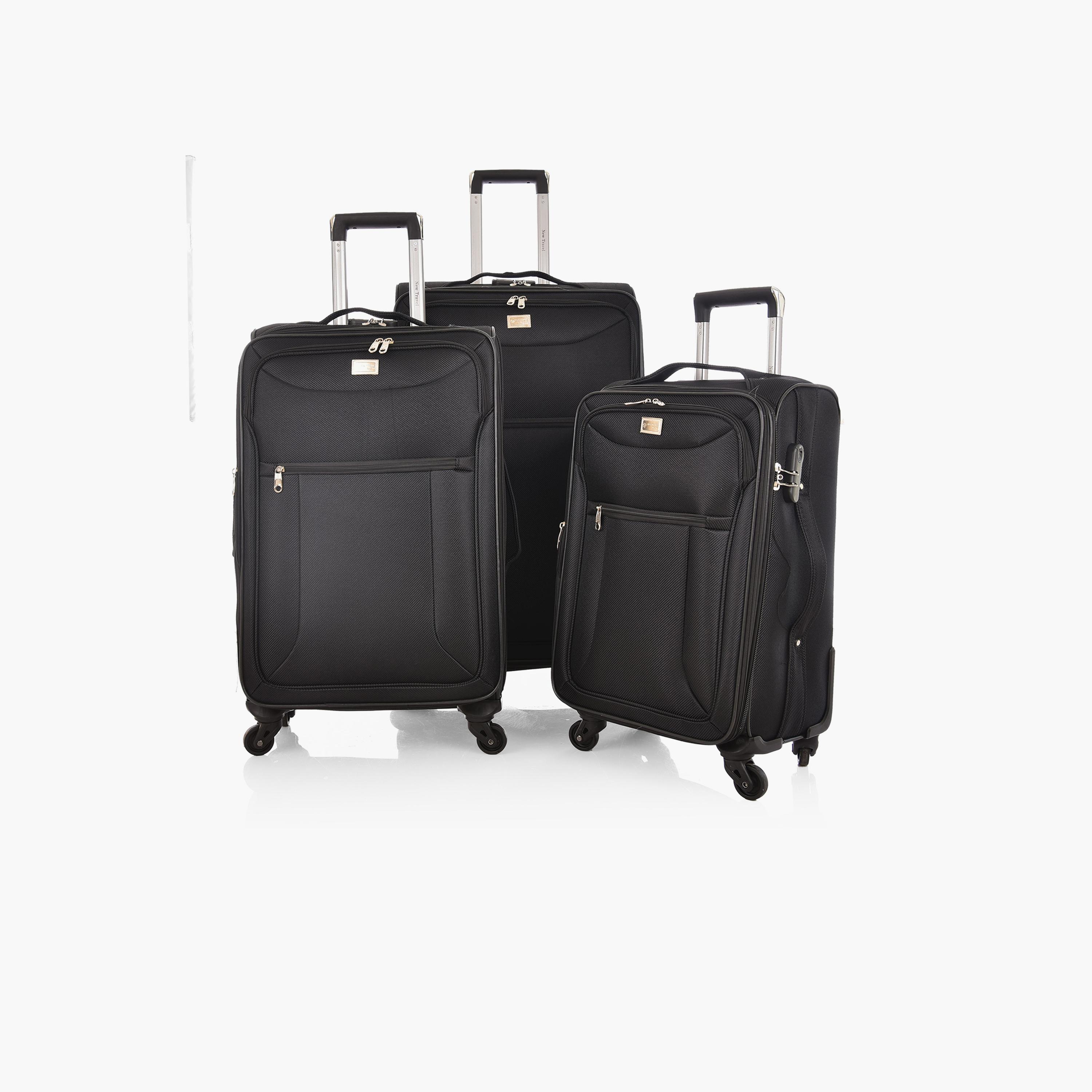 New Travel Set of 3 Nylon Soft-Sided 4-Wheeler Spinner Trolley Bag with Combination Lock-travel-luggagesandbags-luggage-image-1