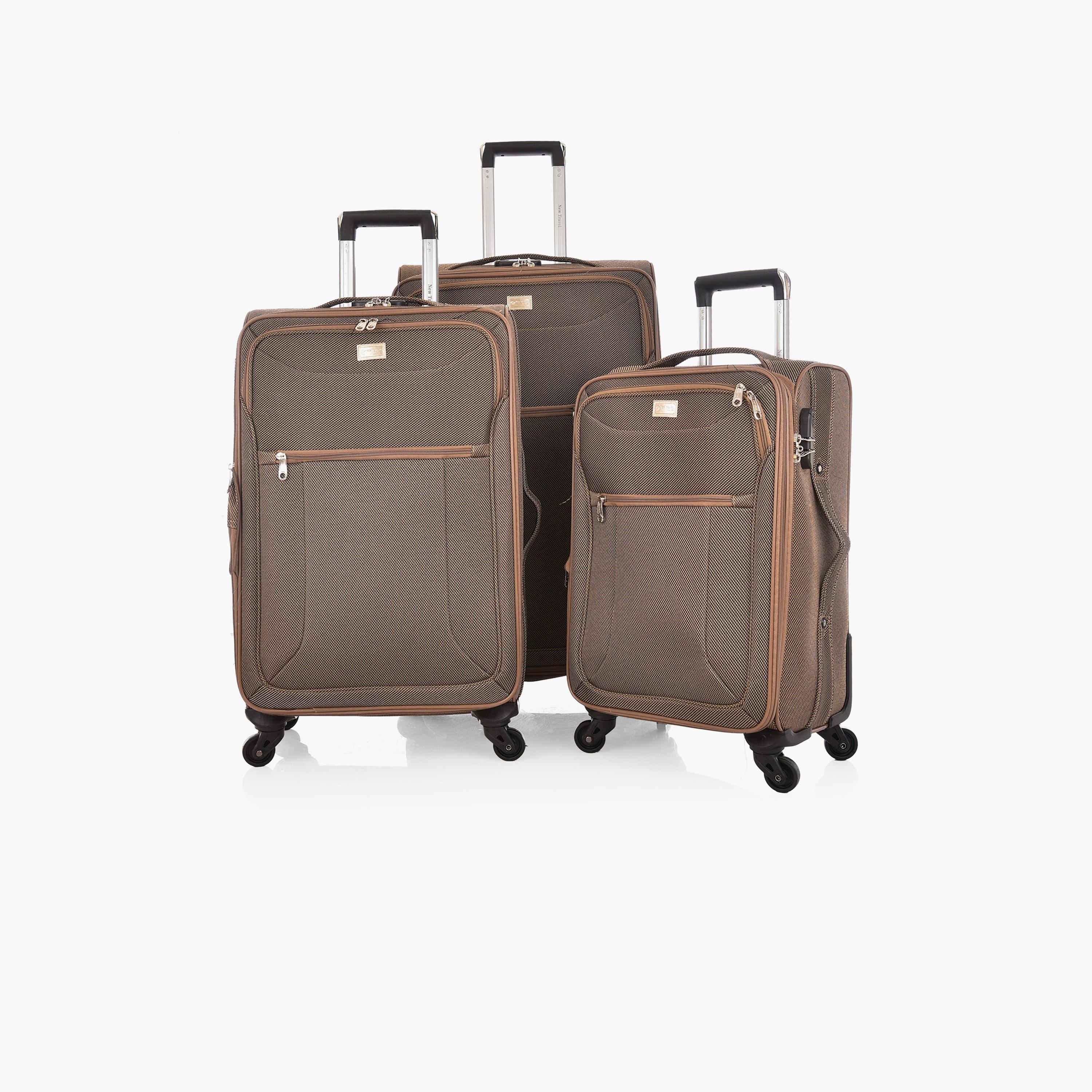 نيو ترافل - طقم  3 شنط سفر بأربع عجلات من النايلون الناعم مع قفل برقم سري-travel-luggagesandbags-luggage-image-1