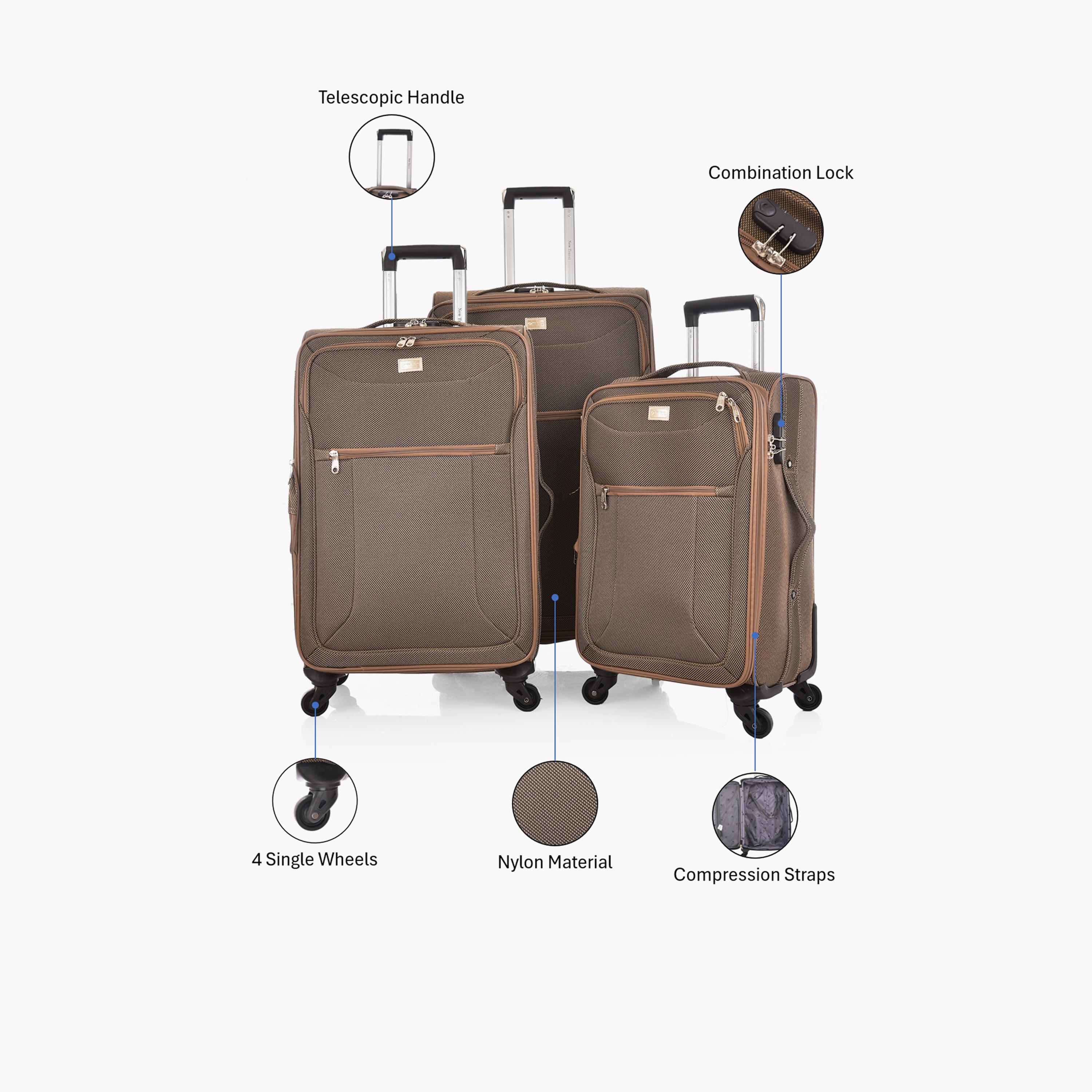 نيو ترافل - طقم  3 شنط سفر بأربع عجلات من النايلون الناعم مع قفل برقم سري-travel-luggagesandbags-luggage-image-2