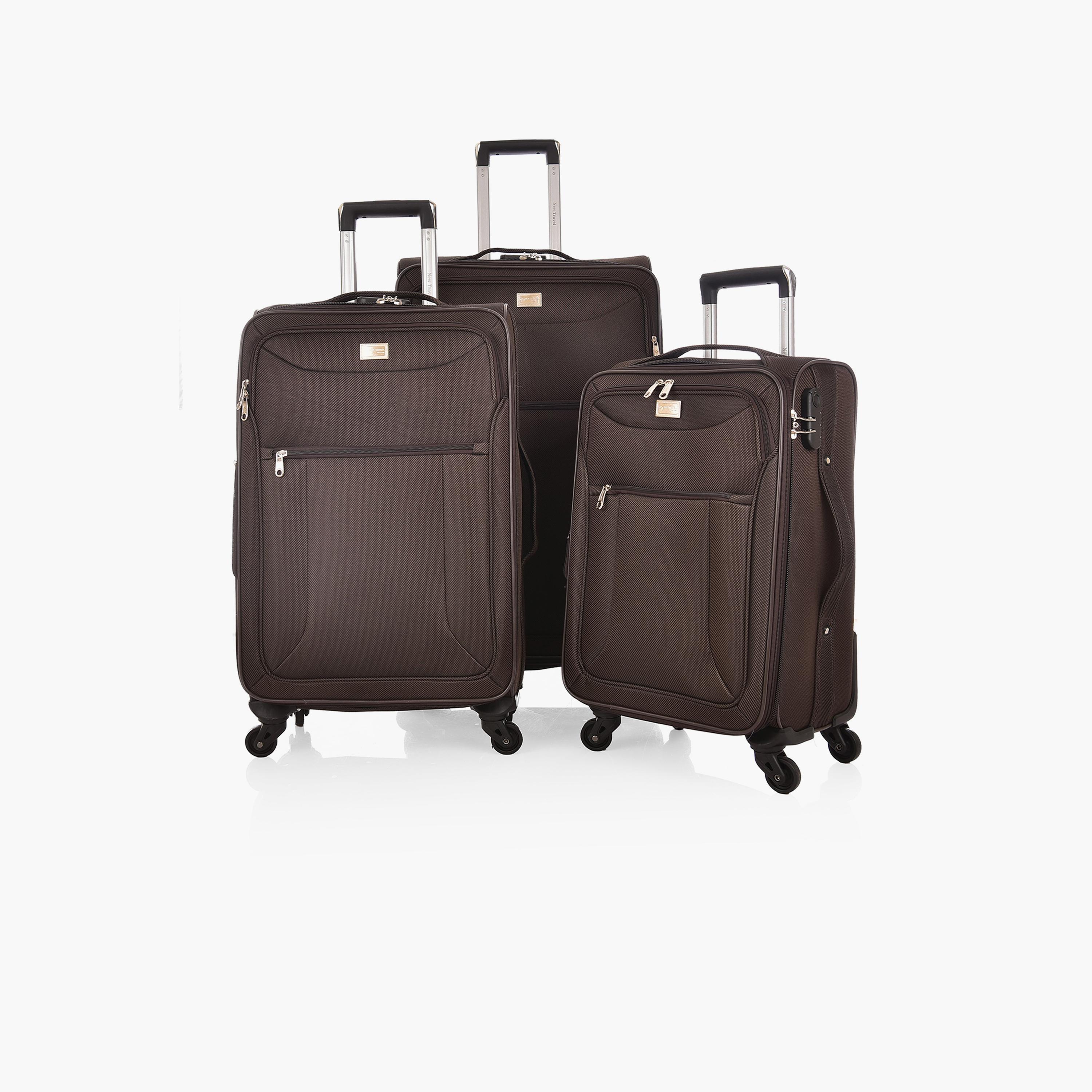 نيو ترافل - طقم  3 شنط سفر بأربع عجلات من النايلون الناعم مع قفل برقم سري-travel-luggagesandbags-luggage-image-1