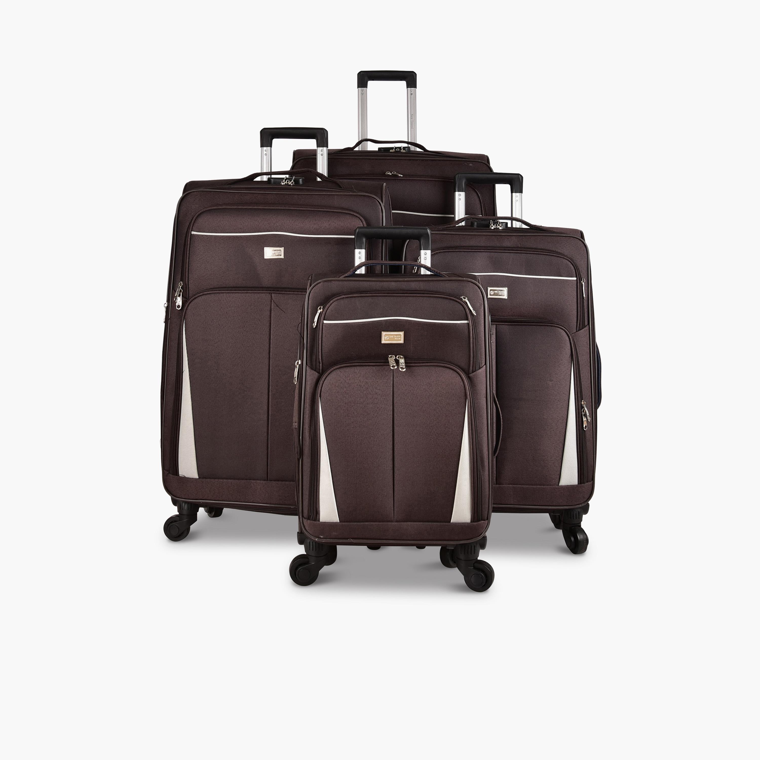 New Travel Set of 4 Polyester Soft-Sided 4-Wheeler Spinner Trolley Bag with Combination Lock-travel-luggagesandbags-luggage-image-1