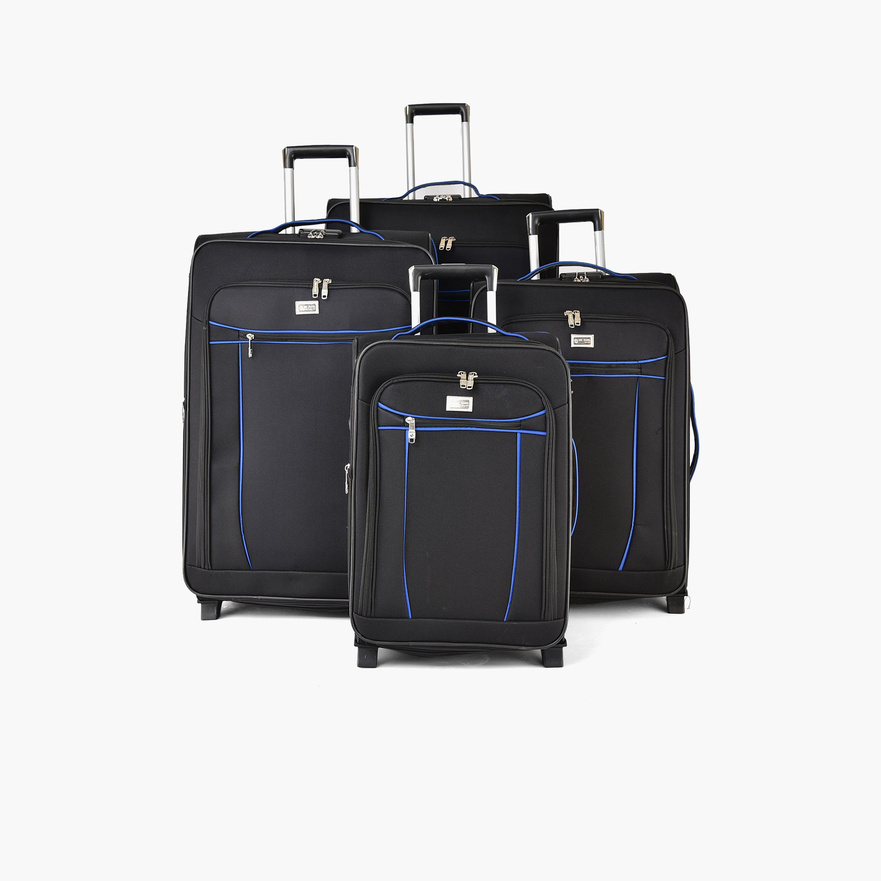 New Travel Set of 4 Polyester Soft-Sided 2-Wheeler Inline Trolley Bag with Combination Lock-travel-luggagesandbags-luggage-image-1