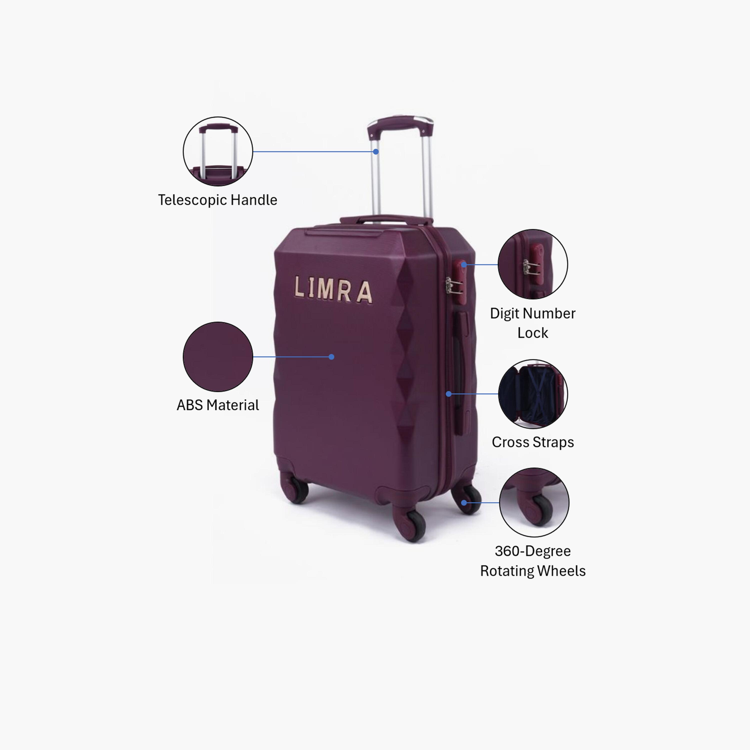 LIMRA 56 CM Small Cabin ABS Hard Sided 4-Wheeler Spinner Luggage with Combination Lock-travel-luggagesandbags-luggage-image-3