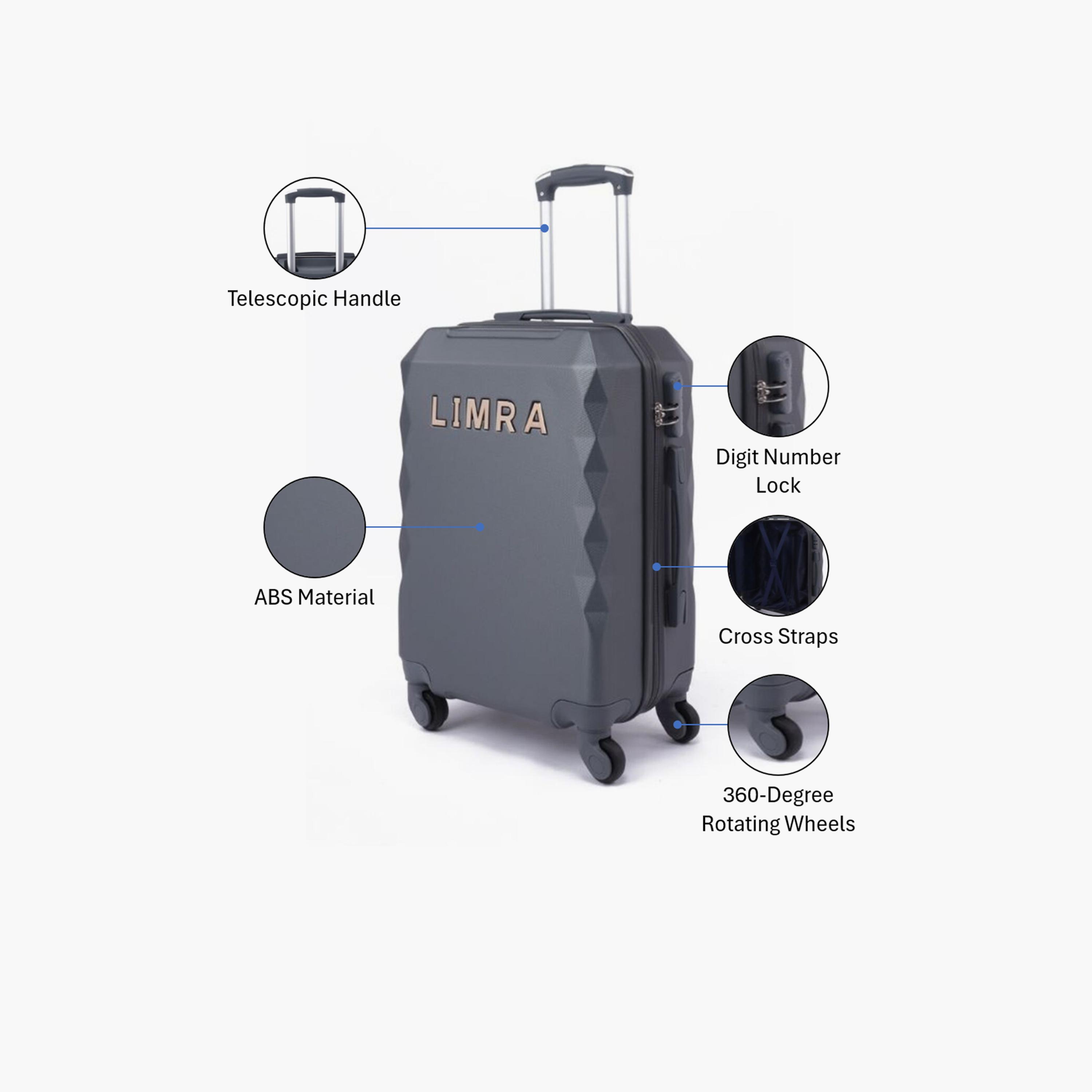 LIMRA 56 CM Small Cabin ABS Hard Sided 4-Wheeler Spinner Luggage with Combination Lock-travel-luggagesandbags-luggage-image-3
