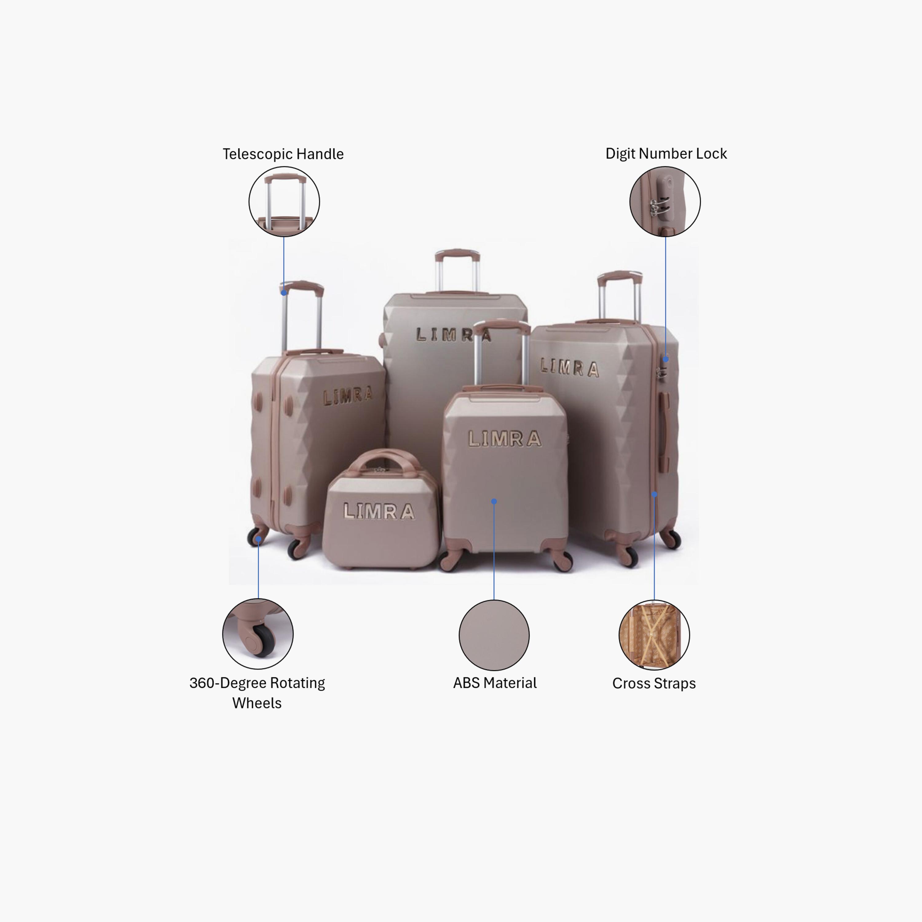 LIMRA Set of 5 ABS Hard Sided 4-Wheeler Spinner Luggage with Combination Lock-travel-luggagesandbags-luggage-image-2